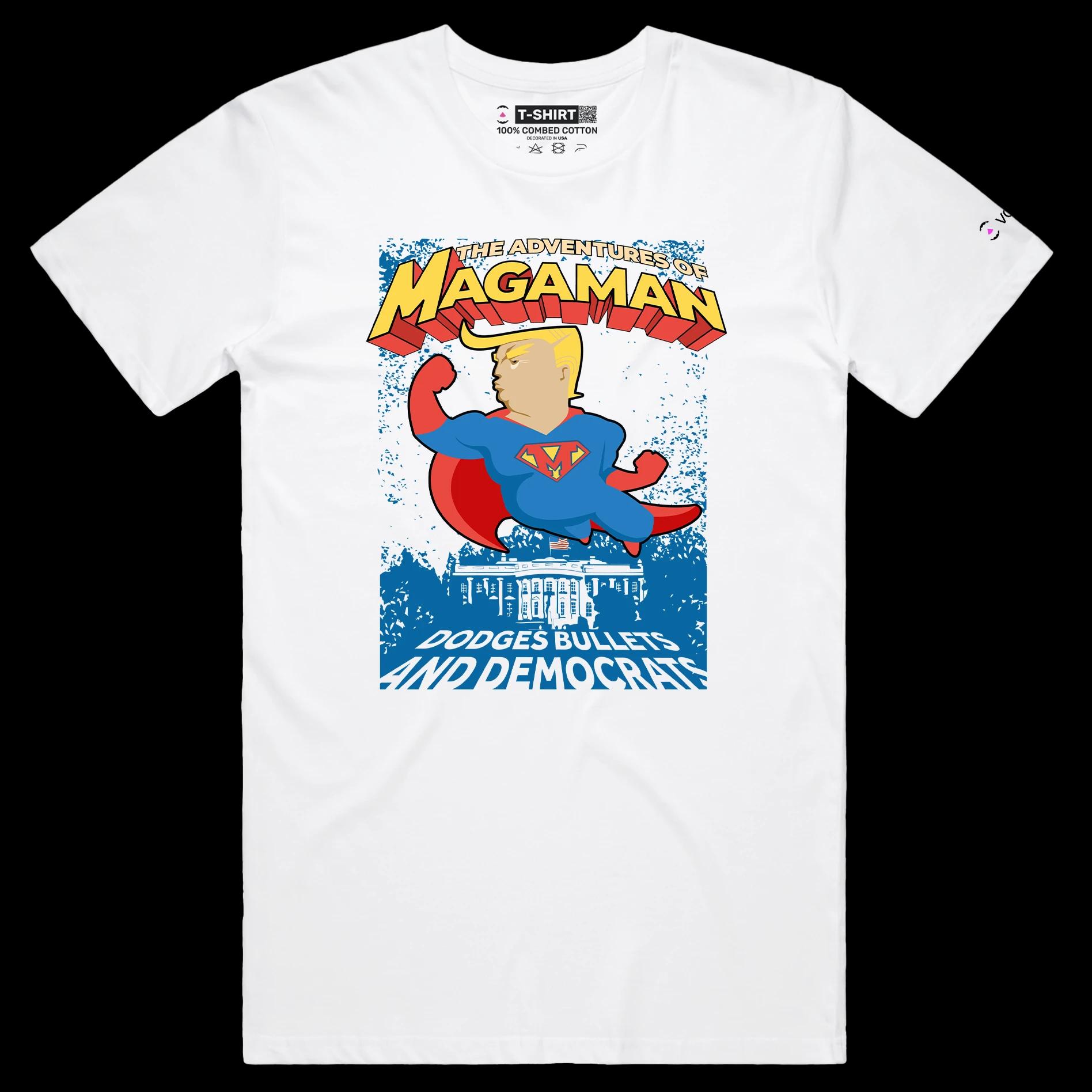 VOICEART White Male Regular President Trump The Adventures of Magaman Funny Shirt Premium Graphic MAGA 2024 Political Tee