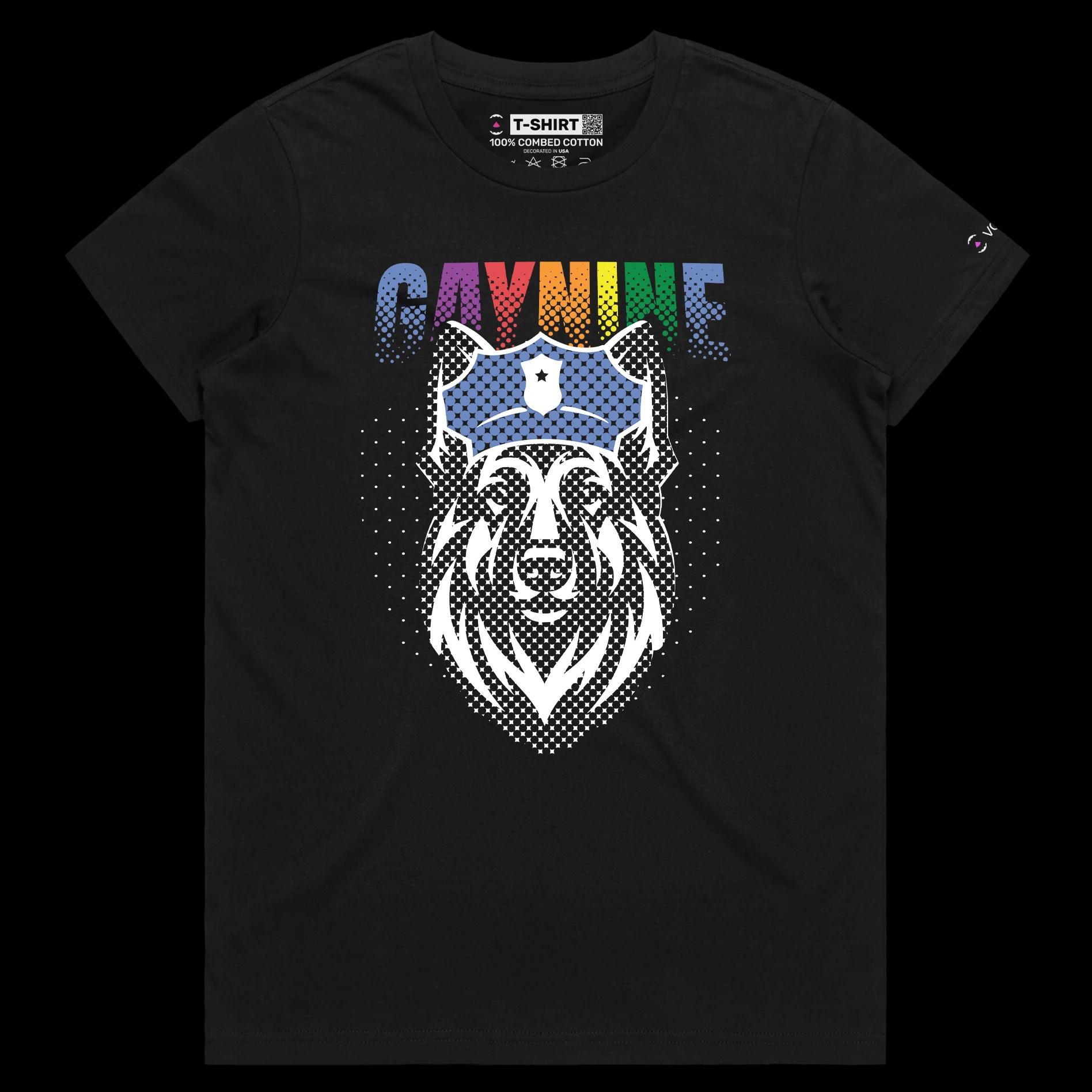 VOICEART Black Female Regular German Shepherd Gay 9 Funny Shirt Premium Graphic LGBTQ Pride Dog Tee Play on Words for Adults