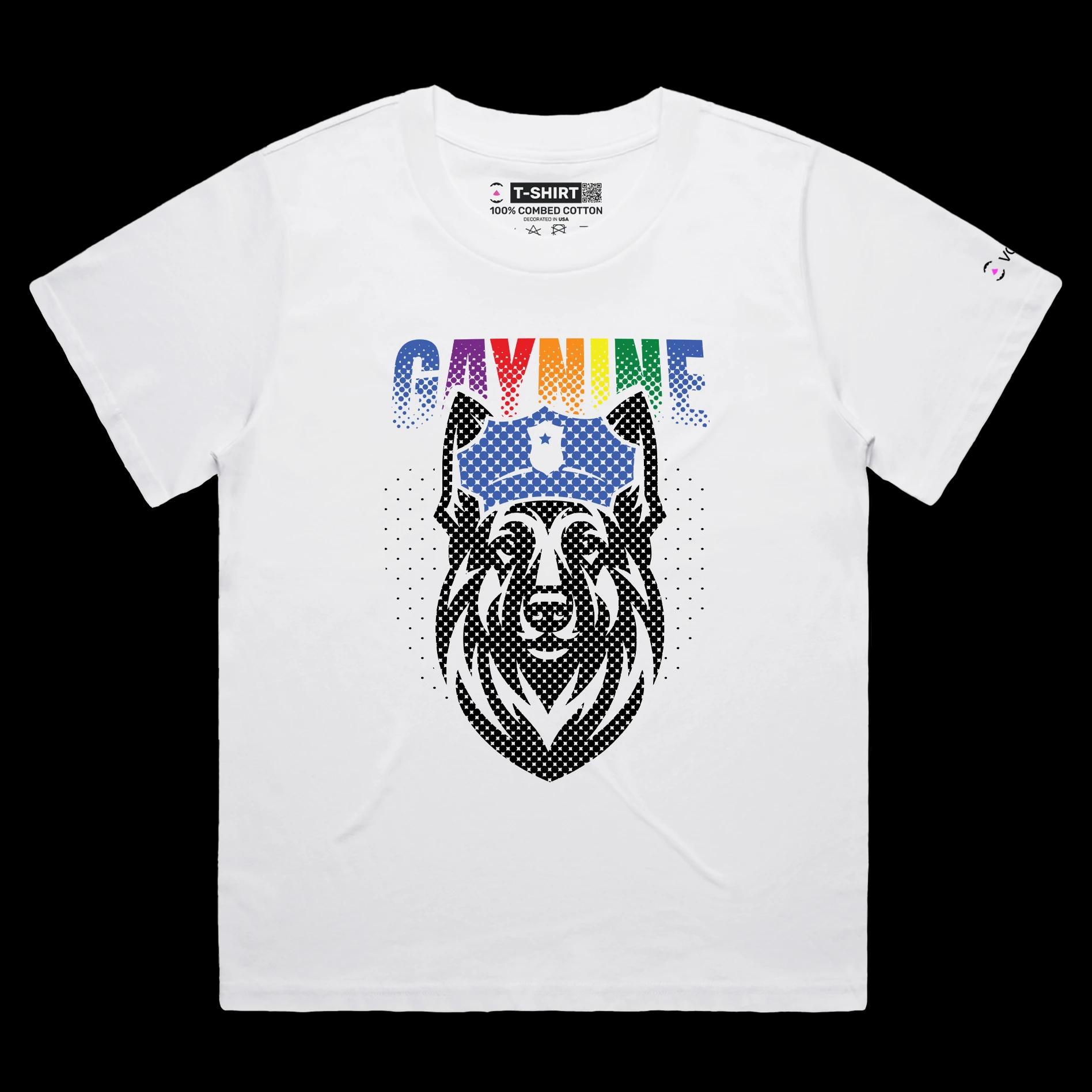 VOICEART White Female Loose German Shepherd Gay 9 Funny Shirt Premium Graphic LGBTQ Pride Dog Tee Play on Words for Adults