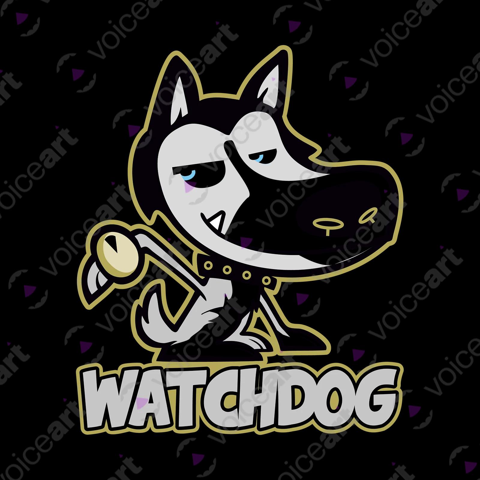 VOICEART White Watermark Husky Dog a Watch Funny Animals tshirt Premium Graphic Watchdog Hound Wordplay Tee Pet Owners