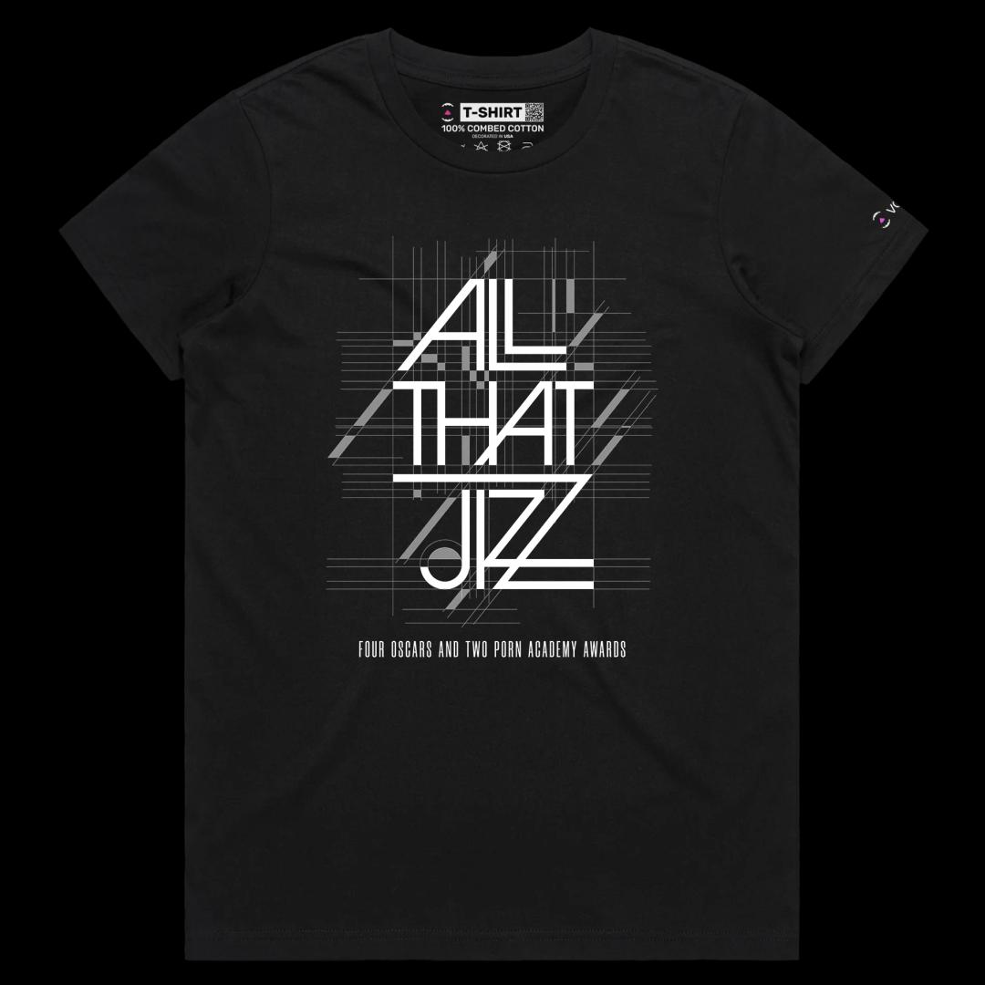 VOICEART Black Female Regular Porn Academy Funny T-Shirt Premium Quality Graphic Oscar Movie Awards Tee with Play on Words