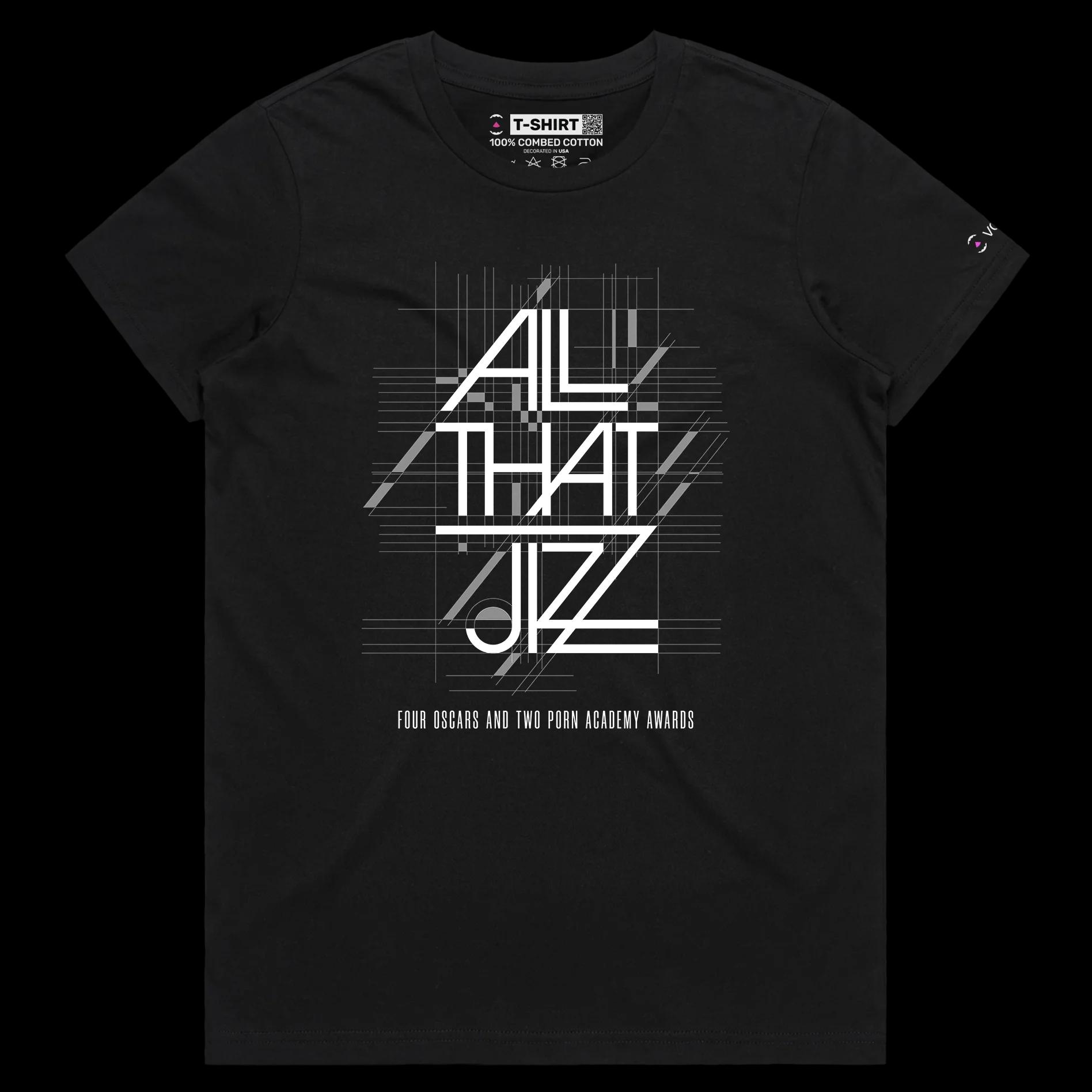 VOICEART Black Female Regular Porn Academy Funny T-Shirt Premium Quality Graphic Oscar Movie Awards Tee with Play on Words