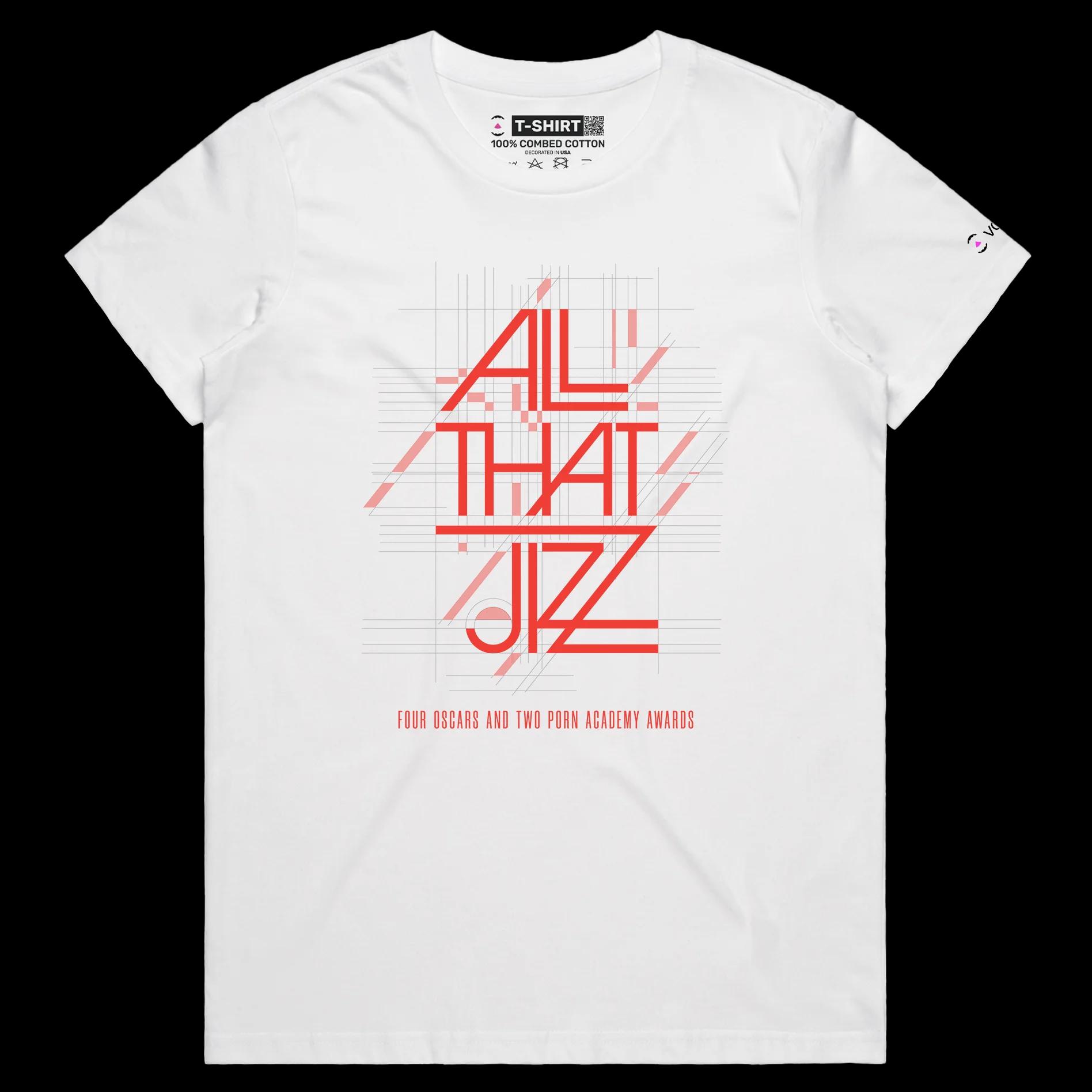 VOICEART White Female Regular Porn Academy Funny T-Shirt Premium Quality Graphic Oscar Movie Awards Tee with Play on Words