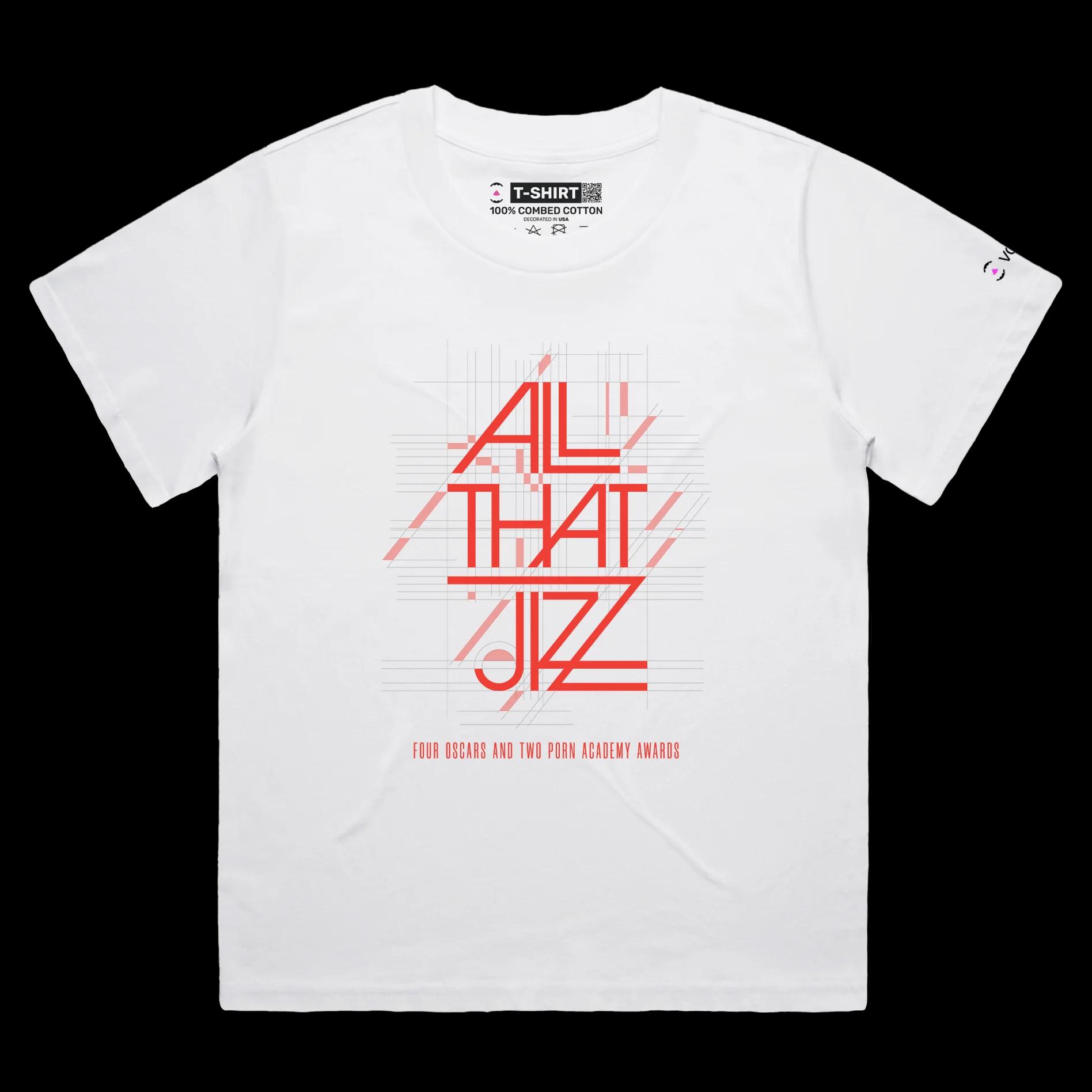 VOICEART White Female Loose Porn Academy Funny T-Shirt Premium Quality Graphic Oscar Movie Awards Tee with Play on Words