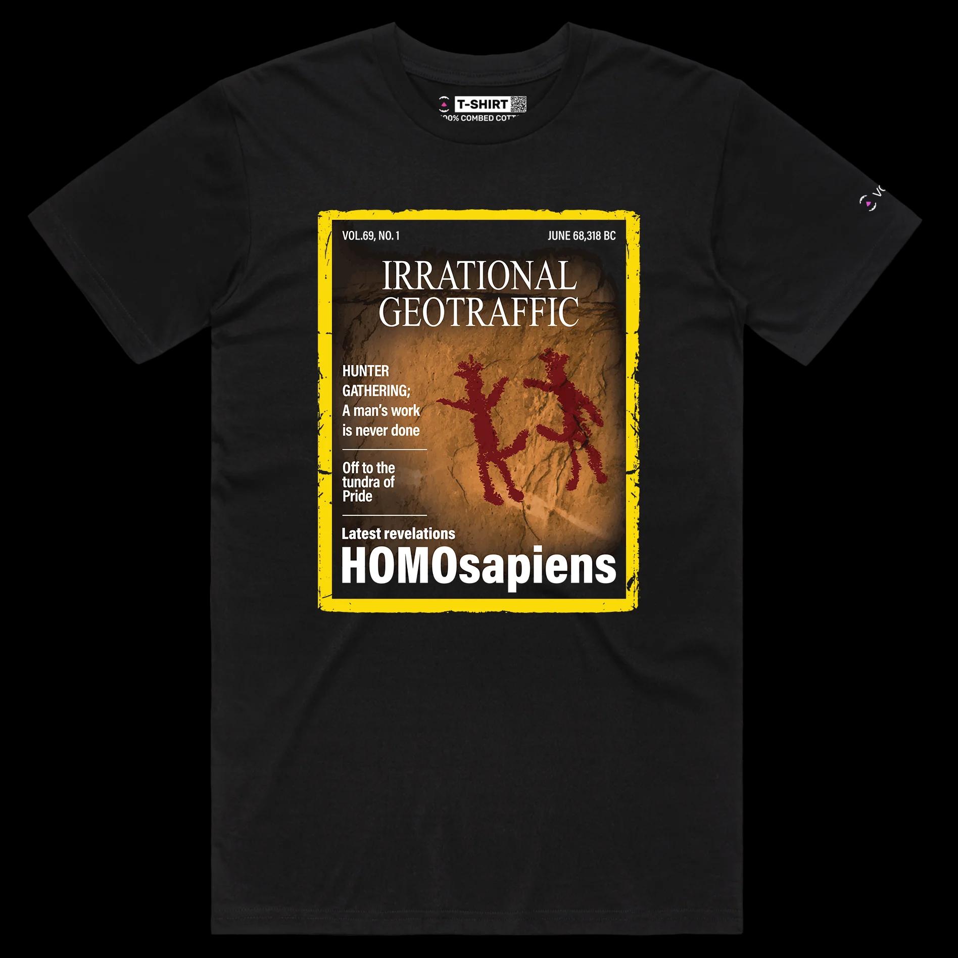 VOICEART Black Male Regular Homosapiens Funny Gay T-Shirt Premium Quality Graphic LGBTQ Pride in Stone Age Tee