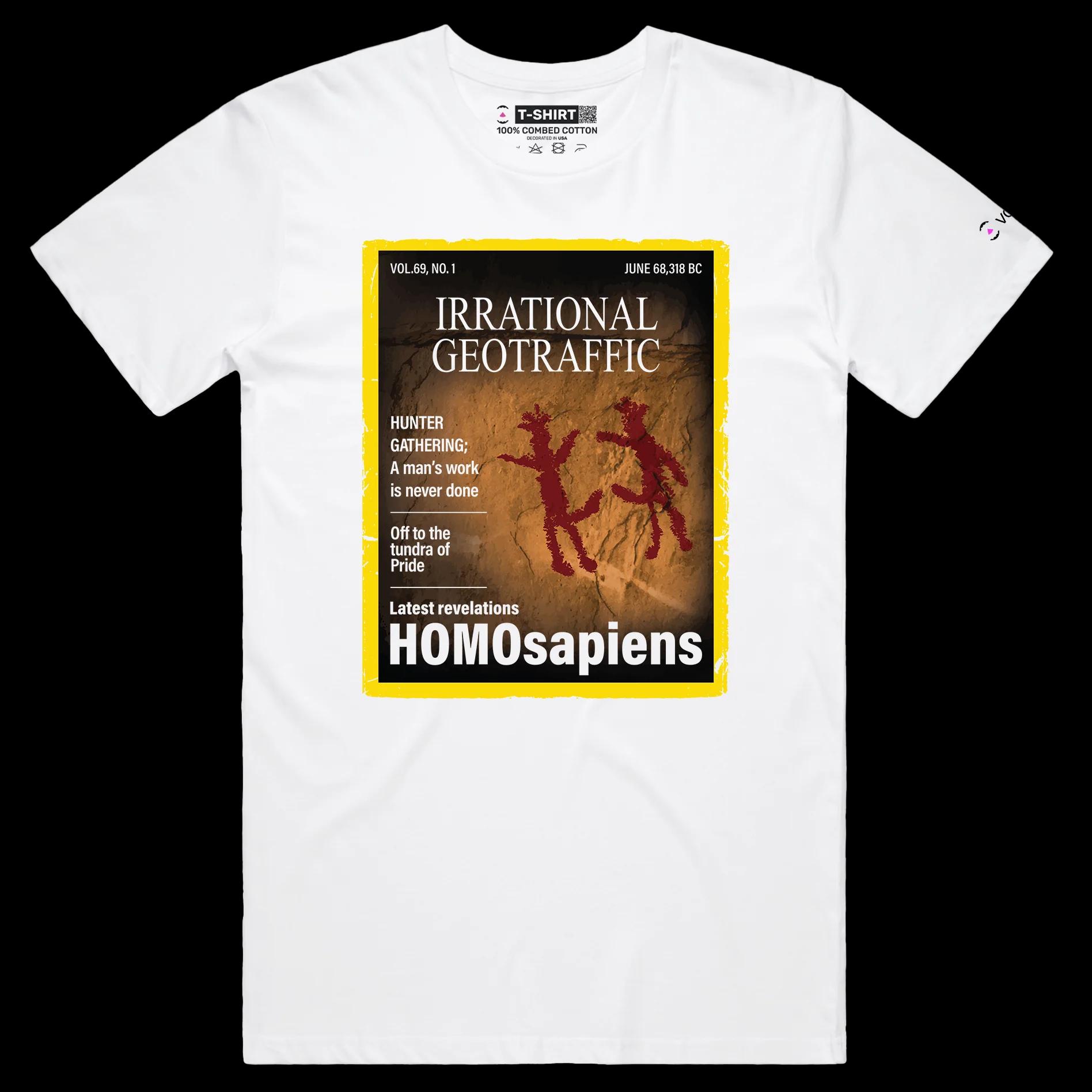 VOICEART White Male Regular Homosapiens Funny Gay T-Shirt Premium Quality Graphic LGBTQ Pride in Stone Age Tee