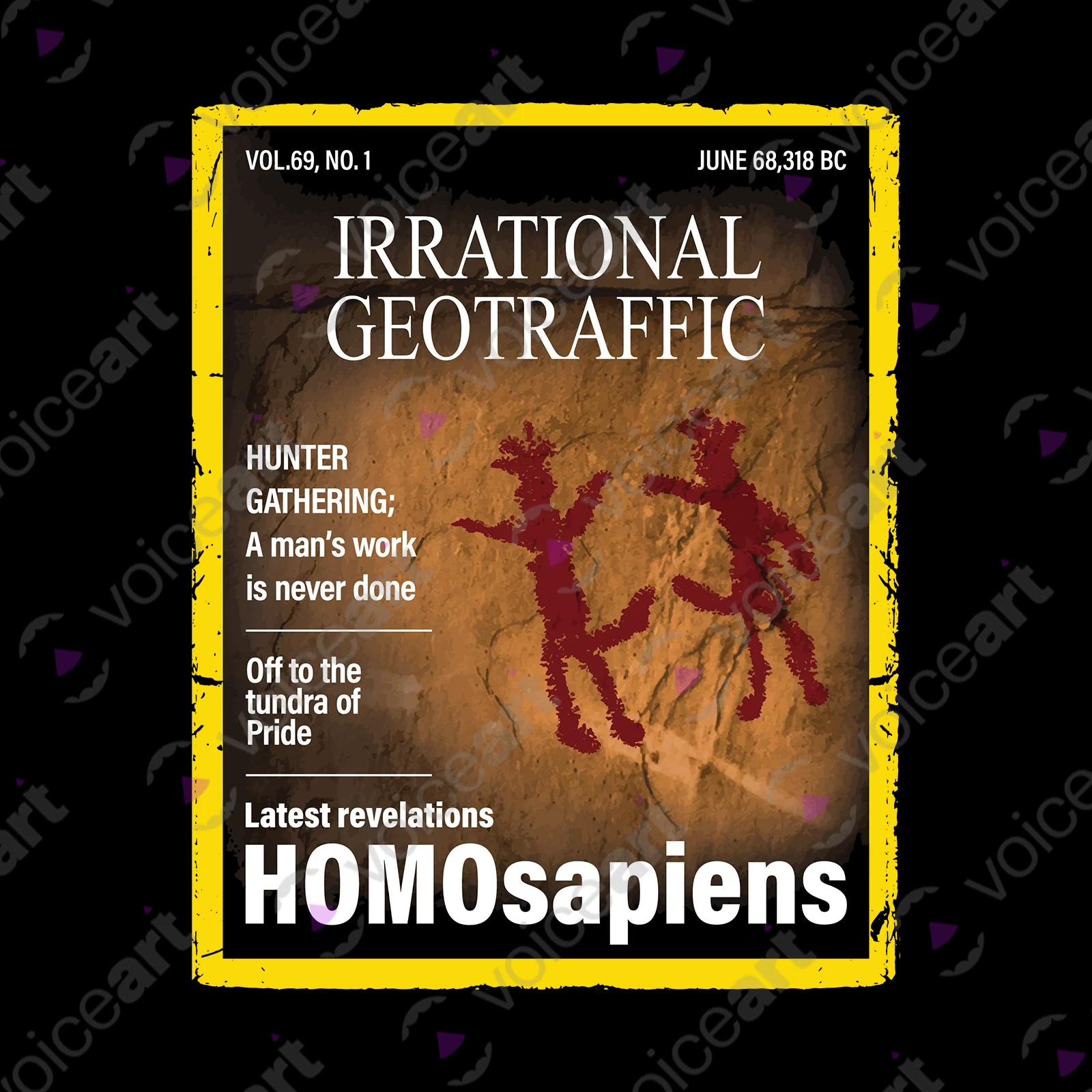 VOICEART Black Watermark Homosapiens Funny Gay T-Shirt Premium Quality Graphic LGBTQ Pride in Stone Age Tee