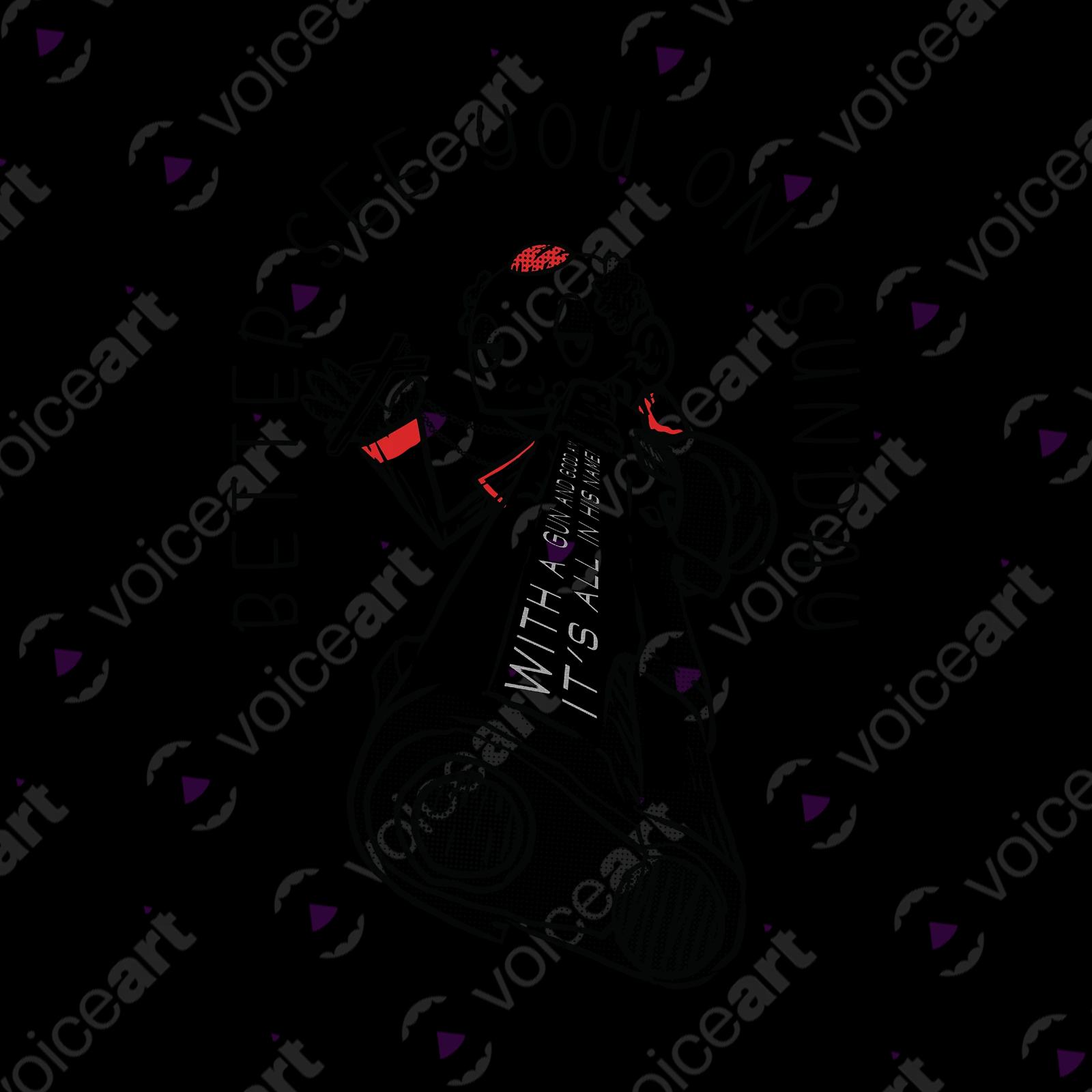 VOICEART White Watermark The Priest with a Gun Funny T-Shirt with Premium Quality Graphic Dark Humor Religious Tee