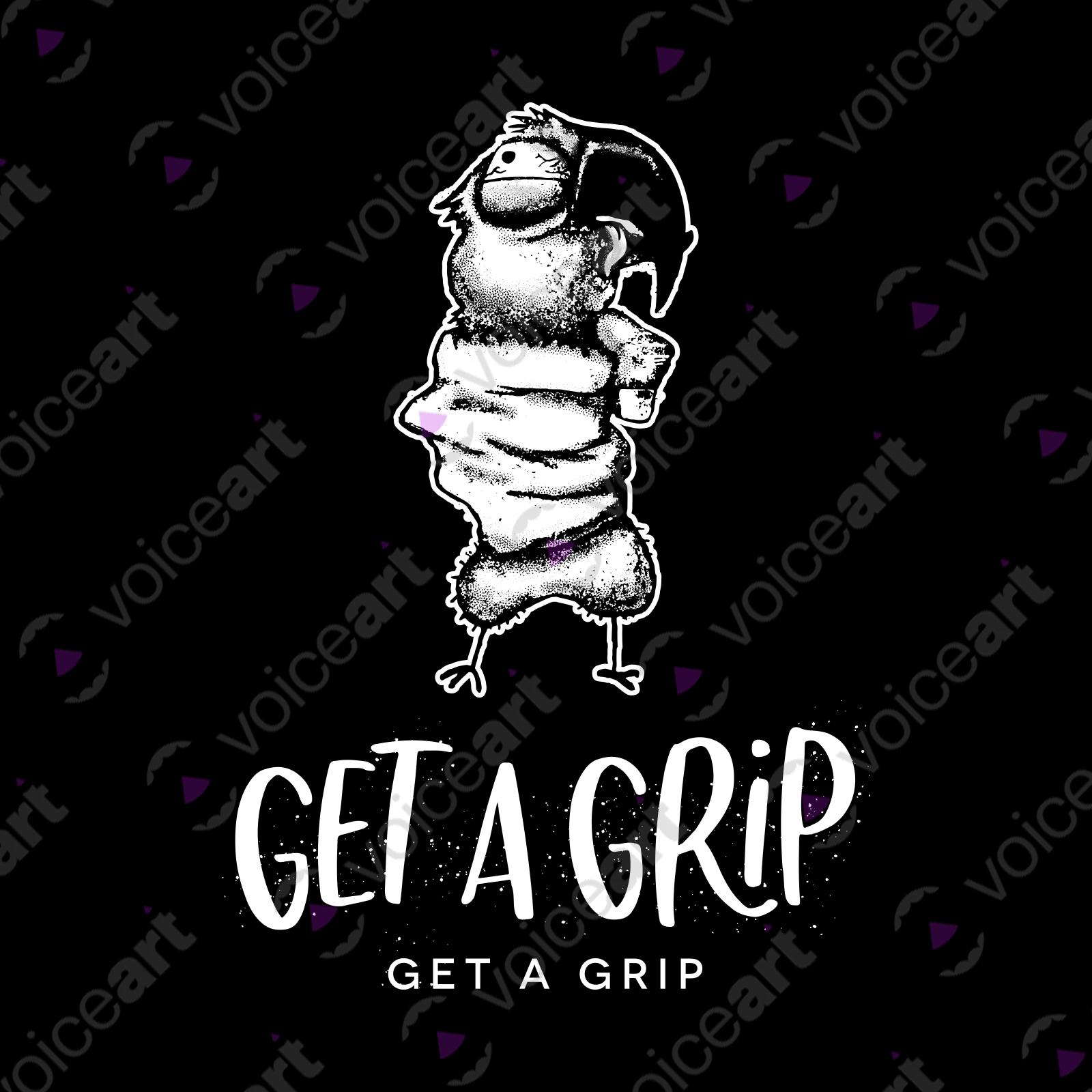 VOICEART Black Watermark Choking the Parrot Funny Animals T-Shirt Premium Quality Graphic Design Get a Grip Wordplay Tee
