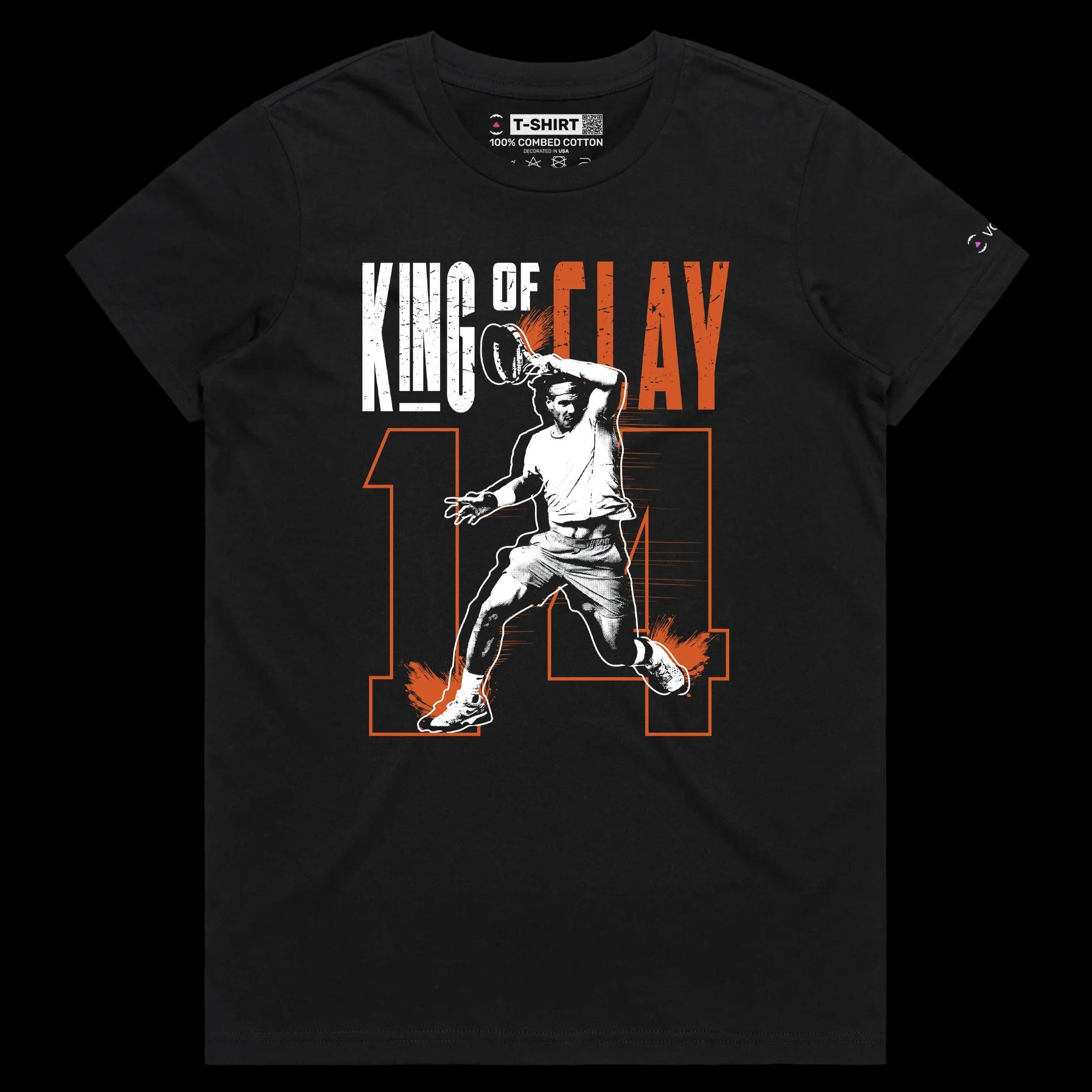 VOICEART Black Female Regular Nadal The King of Clay Sports T-Shirt Premium Quality Grand Slam Superstar Tee Tennis Fans