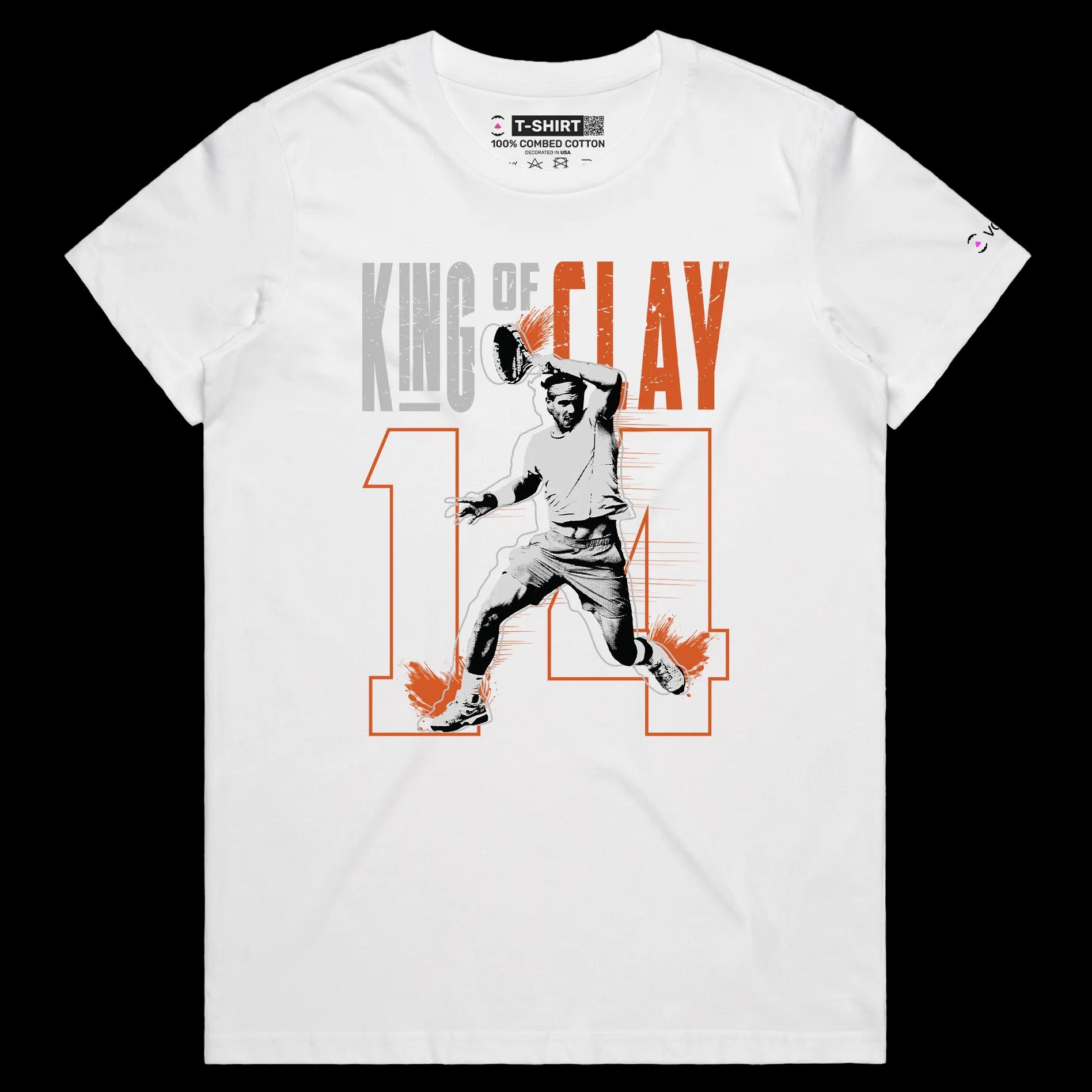 VOICEART White Female Regular Nadal The King of Clay Sports T-Shirt Premium Quality Grand Slam Superstar Tee Tennis Fans