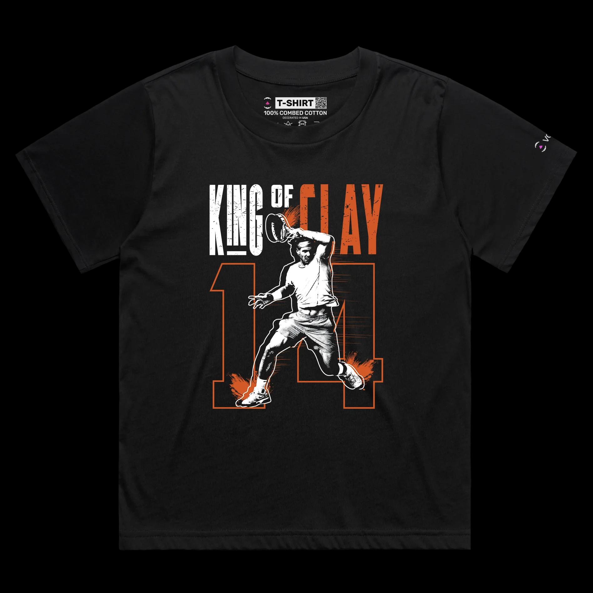 VOICEART Black Female Loose Nadal The King of Clay Sports T-Shirt Premium Quality Grand Slam Superstar Tee Tennis Fans