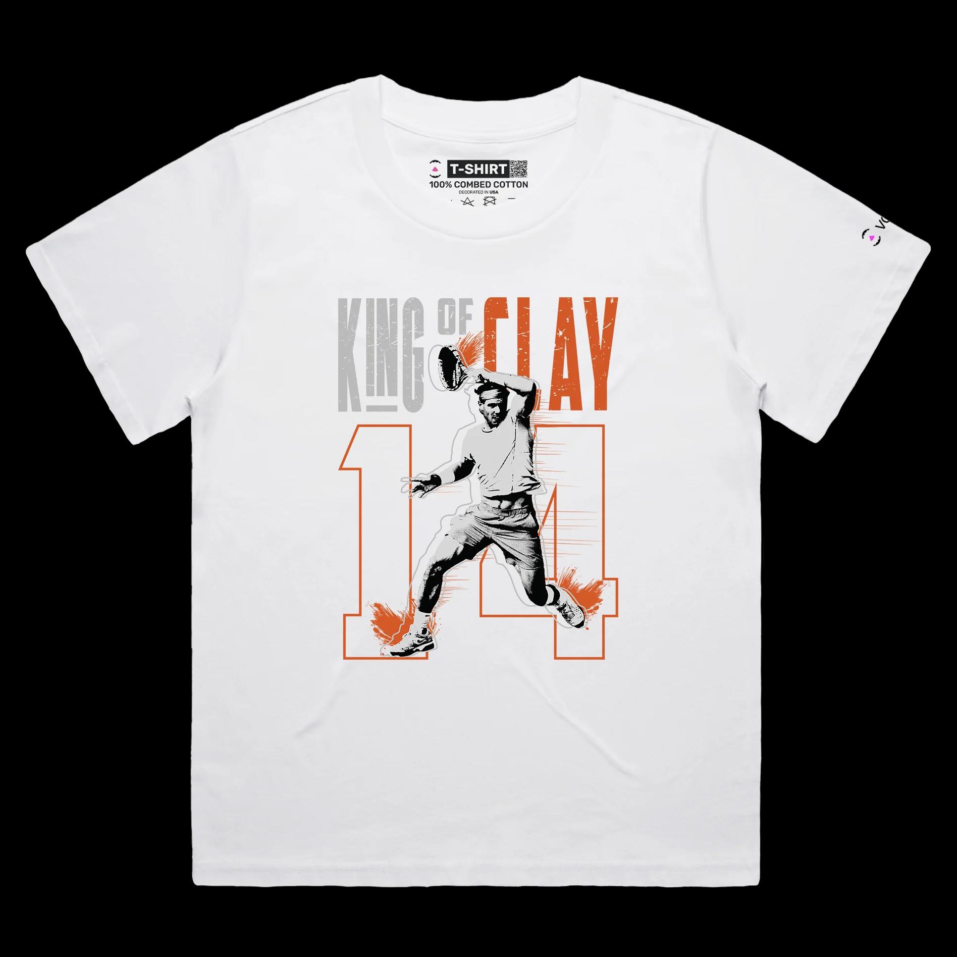 VOICEART White Female Loose Nadal The King of Clay Sports T-Shirt Premium Quality Grand Slam Superstar Tee Tennis Fans