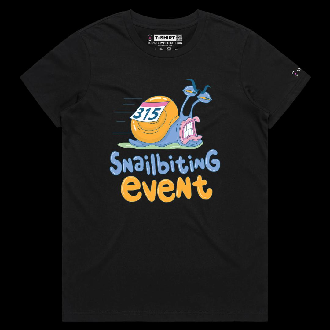 VOICEART Black Female Regular Snails Running Track Animals T-Shirt Premium Design Slowest Racers Athletics Event Tee