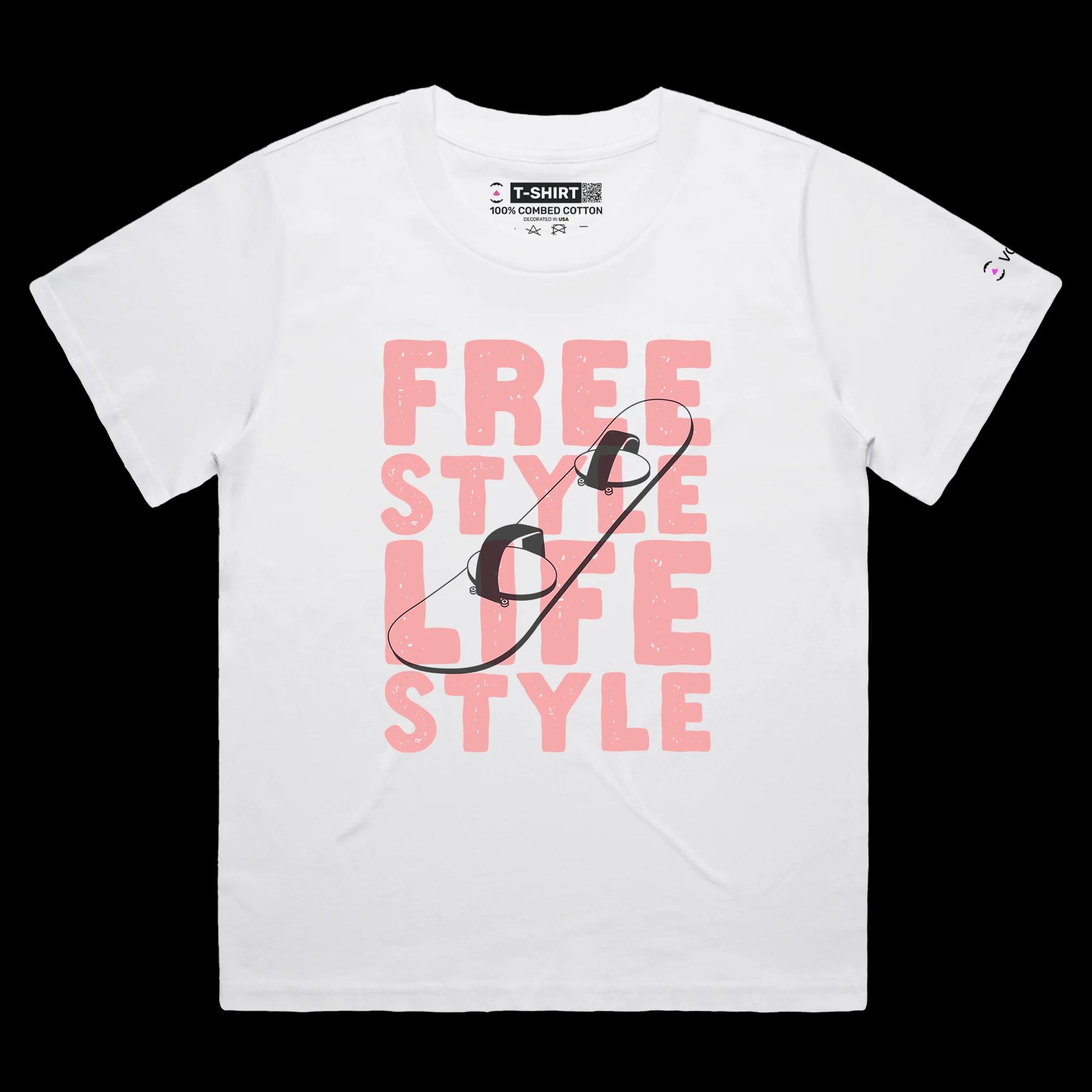 VOICEART White Female Loose Snowboard Freestyle Lifestyle shirt Premium Quality Winter Sports Tee for Snowboarding Lovers