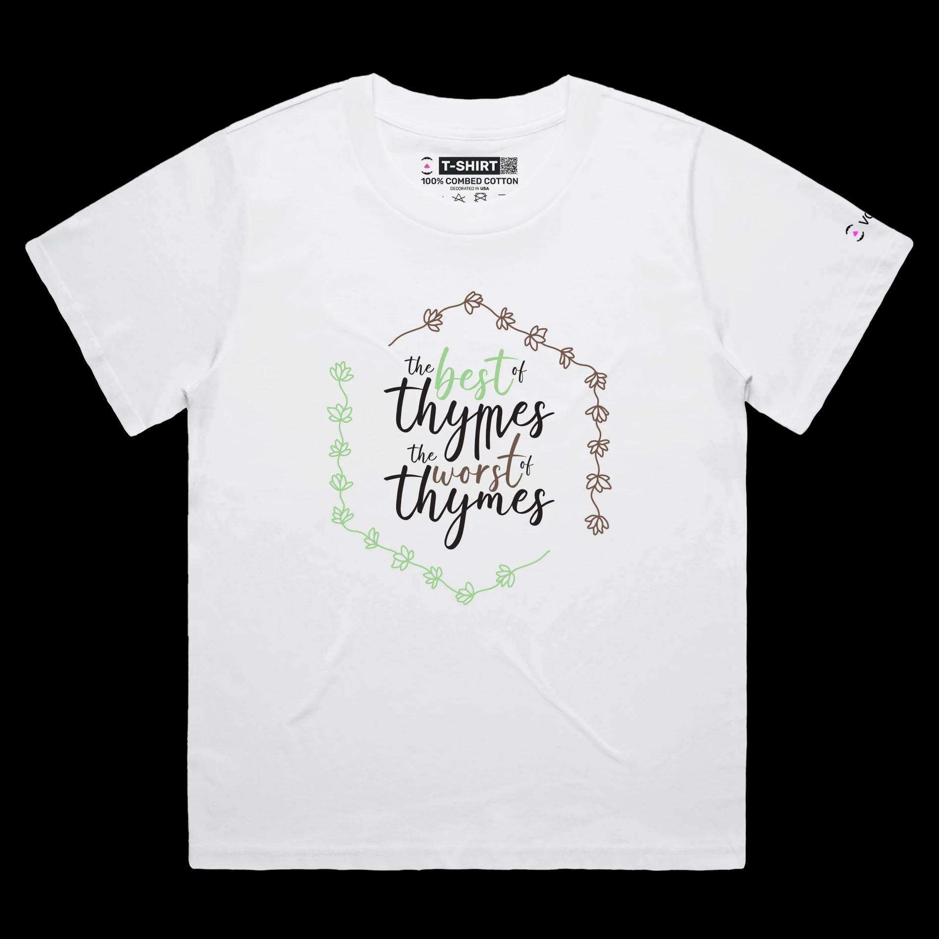 VOICEART White Female Loose Herbs and Plants Funny Wordplay T-Shirt with Premium Graphic Design Food and Spices Tee