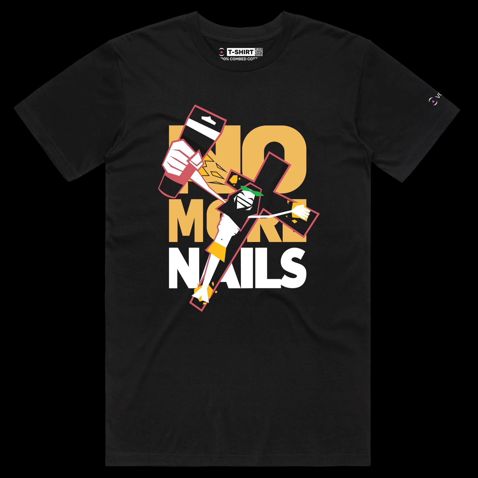 VOICEART Black Male Regular Jesus Christ Glued to the Cross Offensive T-Shirt Premium Graphic Design Sarcastic Religio Tee