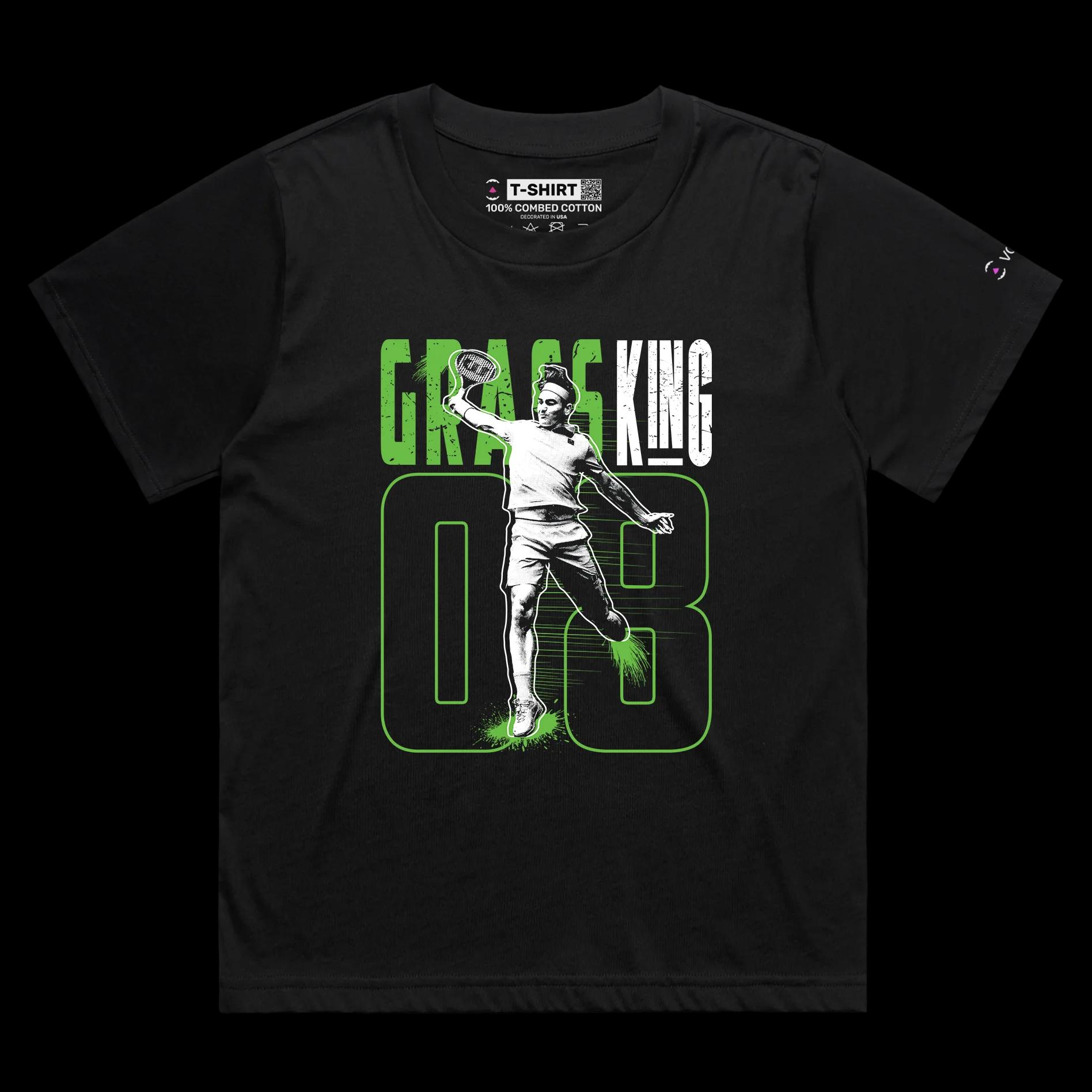 VOICEART Black Female Loose Federer The King of Grass Sports Shirt Premium Quality Grand Slam Superstar Tee Tennis Fans