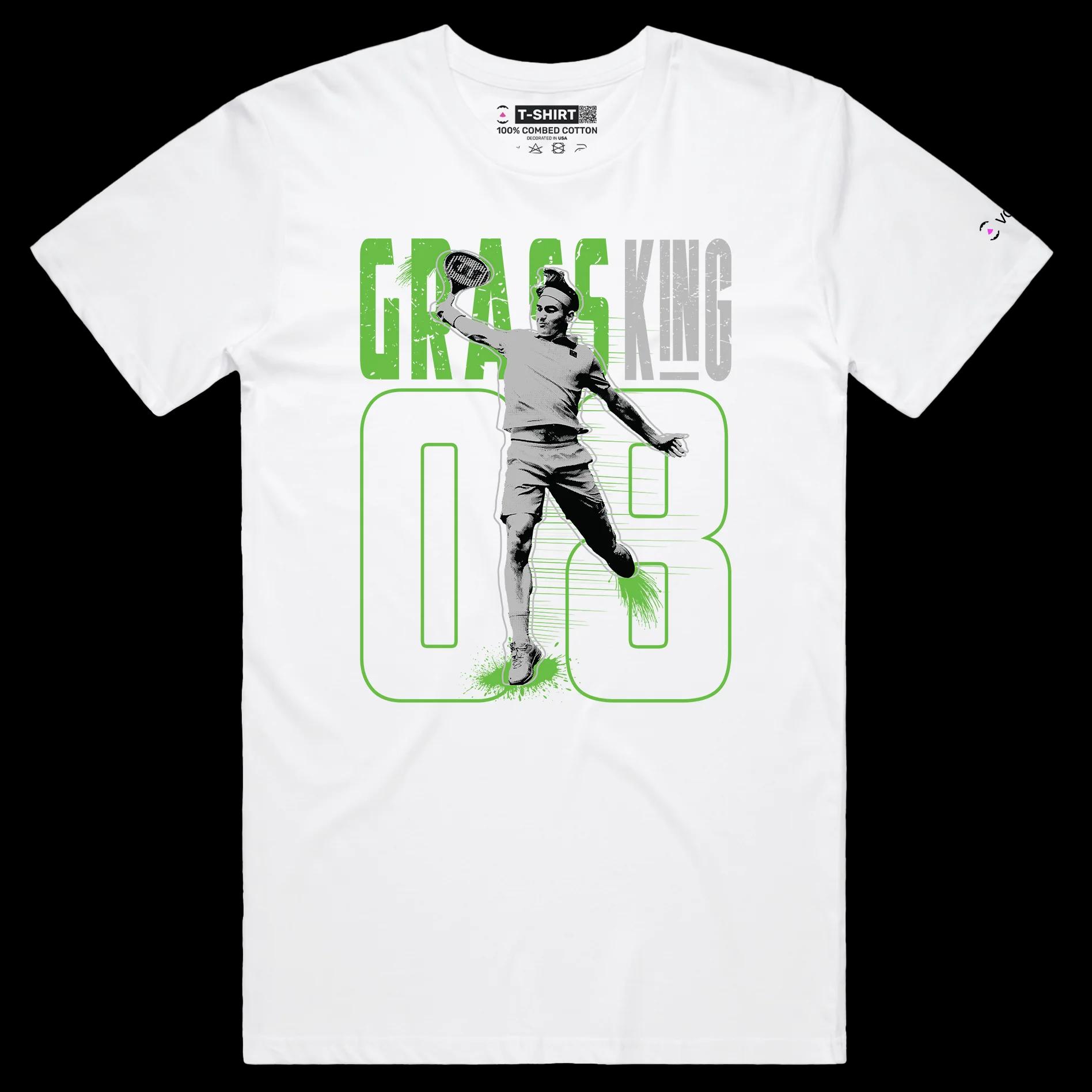 VOICEART White Male Regular Federer The King of Grass Sports Shirt Premium Quality Grand Slam Superstar Tee Tennis Fans