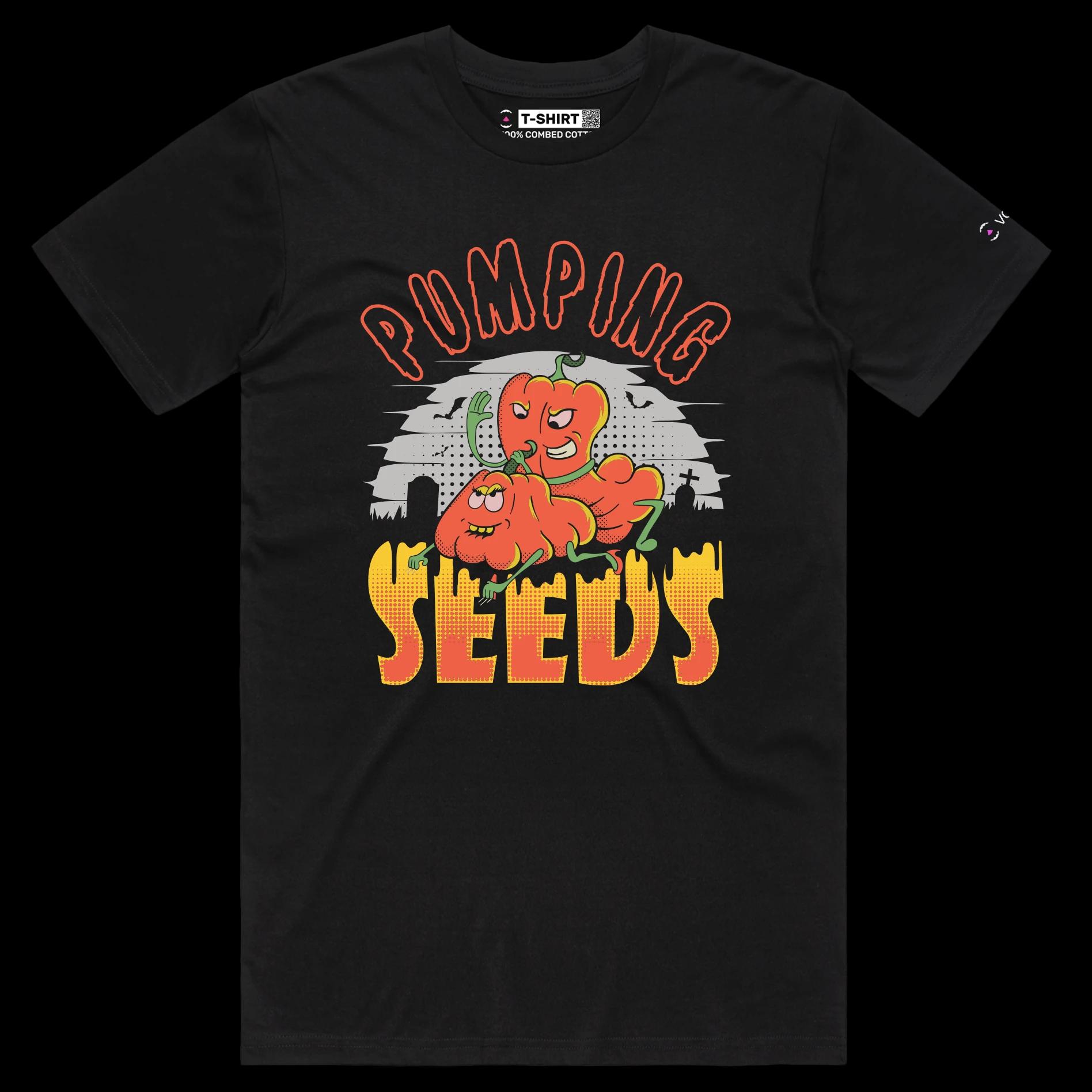 VOICEART Black Male Regular Humping Pumpkins Funny T-Shirt with Premium Quality Vintage Graphic Design Halloween