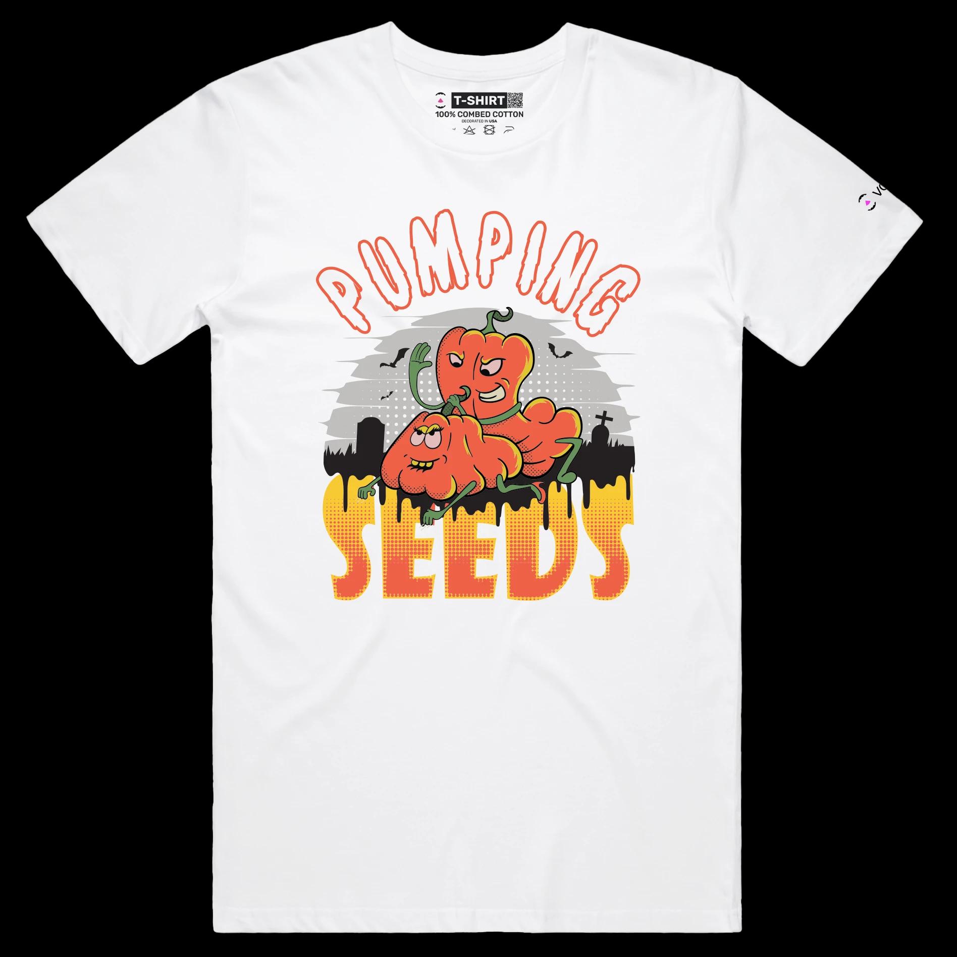 VOICEART White Male Regular Humping Pumpkins Funny T-Shirt with Premium Quality Vintage Graphic Design Halloween
