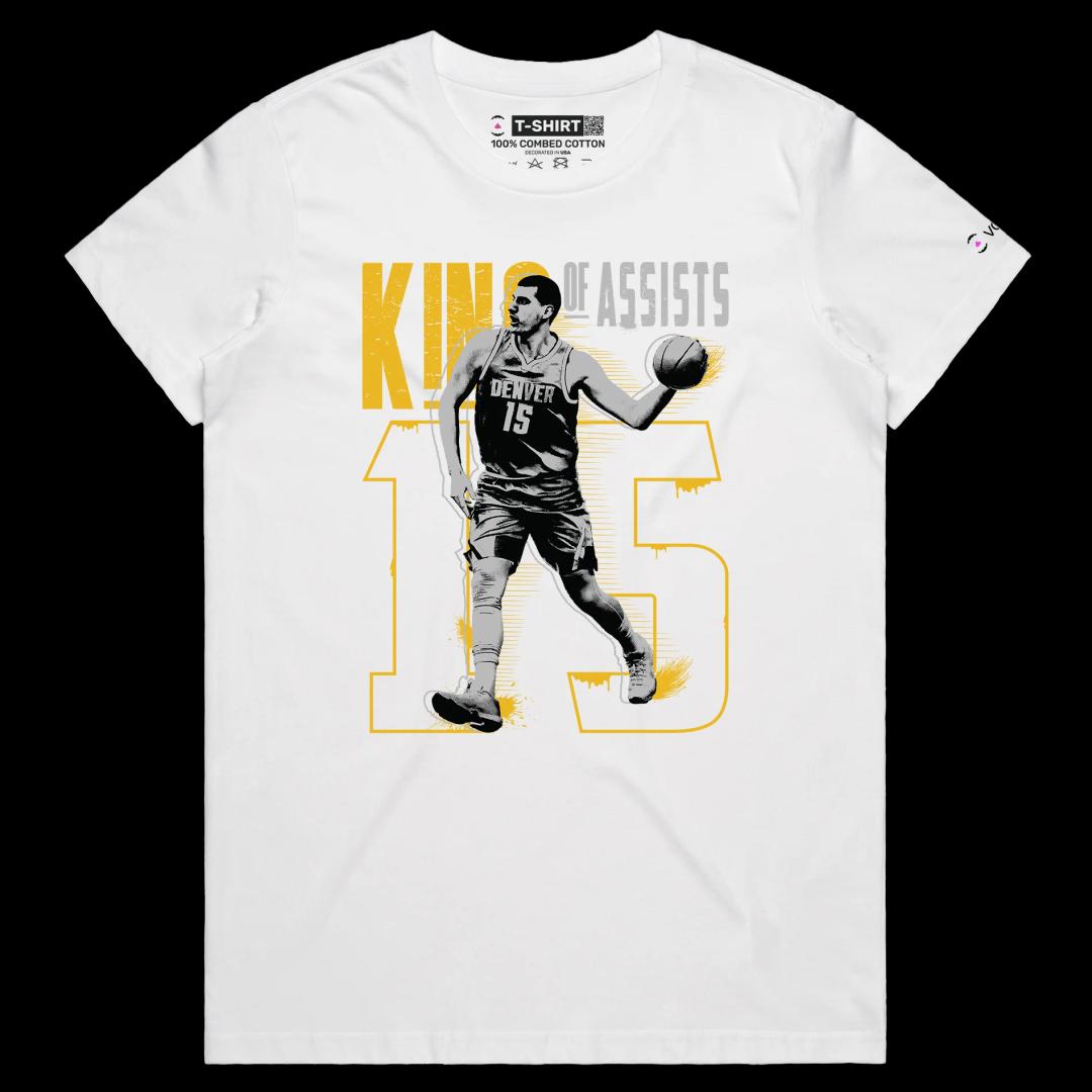VOICEART White Female Regular Jokic Premium Shirt High Quality Nuggets Own King of Assists Superstar Tee for Basketball Fans