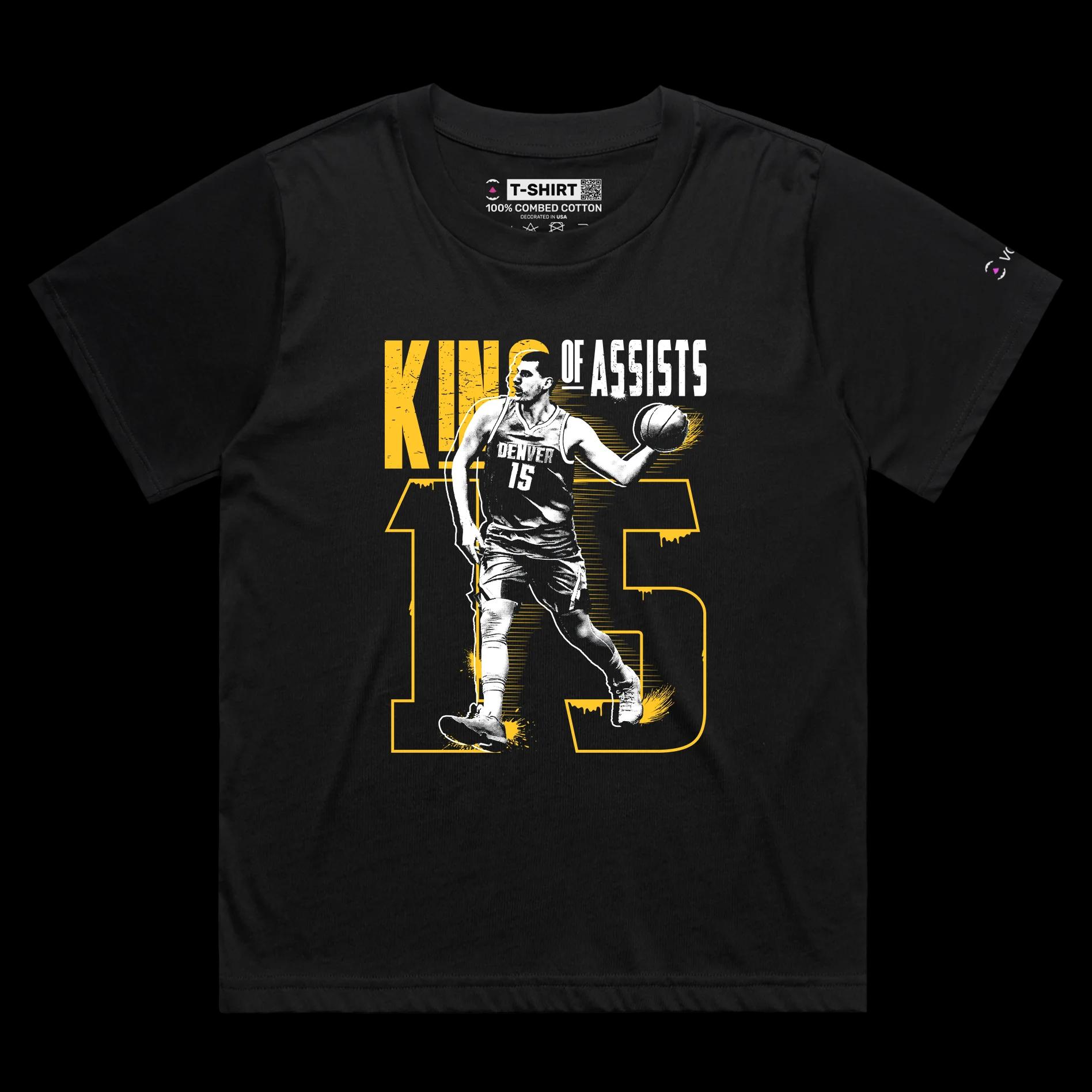 VOICEART Black Female Loose Jokic Premium Shirt High Quality Nuggets Own King of Assists Superstar Tee for Basketball Fans