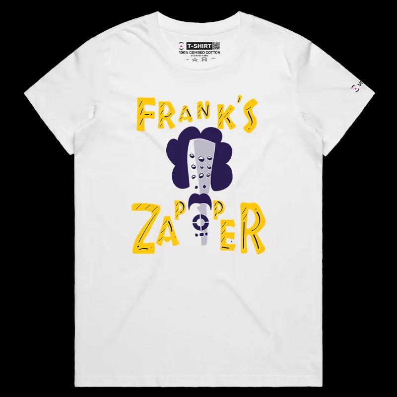 VOICEART White Female Regular Zappa as a Remote Controler Funny Shirt with Premium Quality Graphic Quality Design Zapper Tee