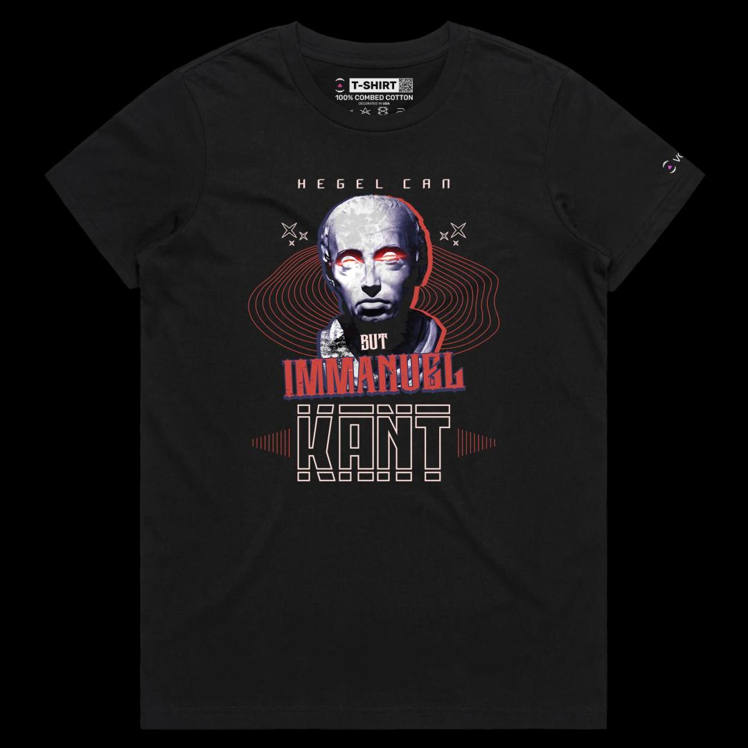 VOICEART Black Female Regular Hegel and Kant Funny T-Shirt with Premium Graphic and Quality Design Philosophy Wordplay Tee