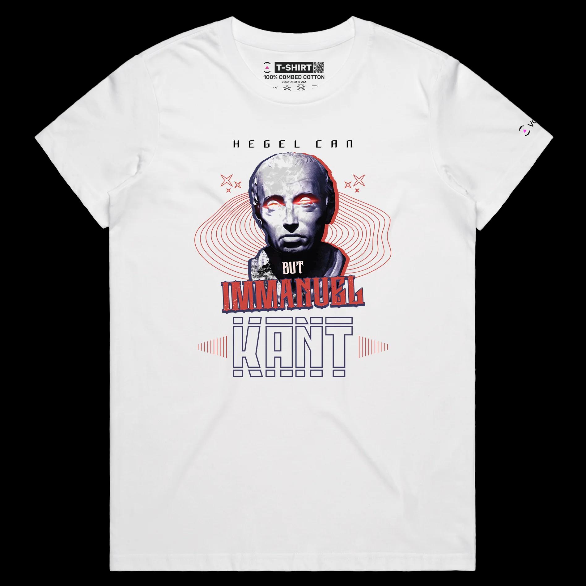 VOICEART White Female Regular Hegel and Kant Funny T-Shirt with Premium Graphic and Quality Design Philosophy Wordplay Tee