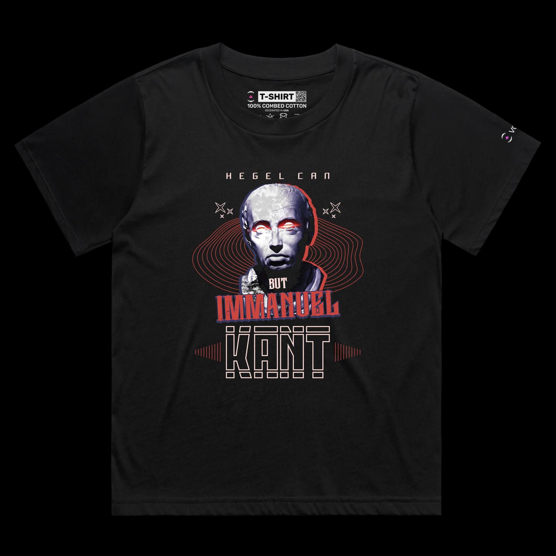 VOICEART Black Female Loose Hegel and Kant Funny T-Shirt with Premium Graphic and Quality Design Philosophy Wordplay Tee