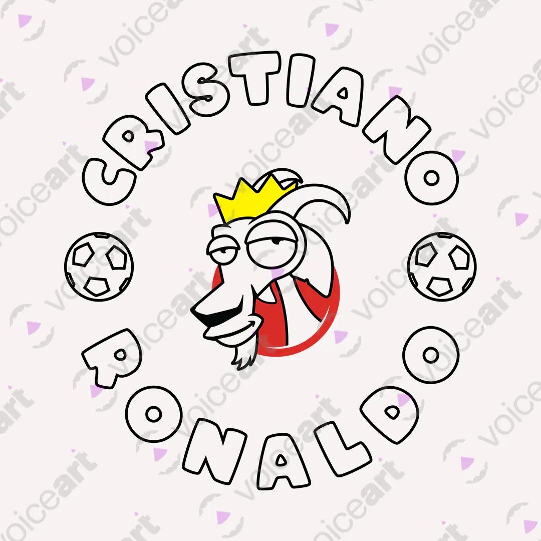 VOICEART White Watermark Cristiano The GOAT Series T-Shirt Premium Graphic Portugal’s Own Superstar Tee for Soccer Fans