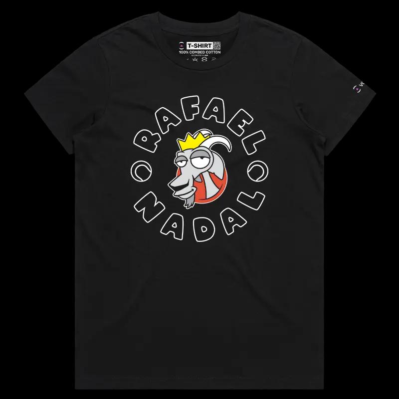 VOICEART Black Female Regular Nadal The GOAT Series T-Shirt Premium Quality Graphic Spain’s Own Superstar Tee Tennis Fans