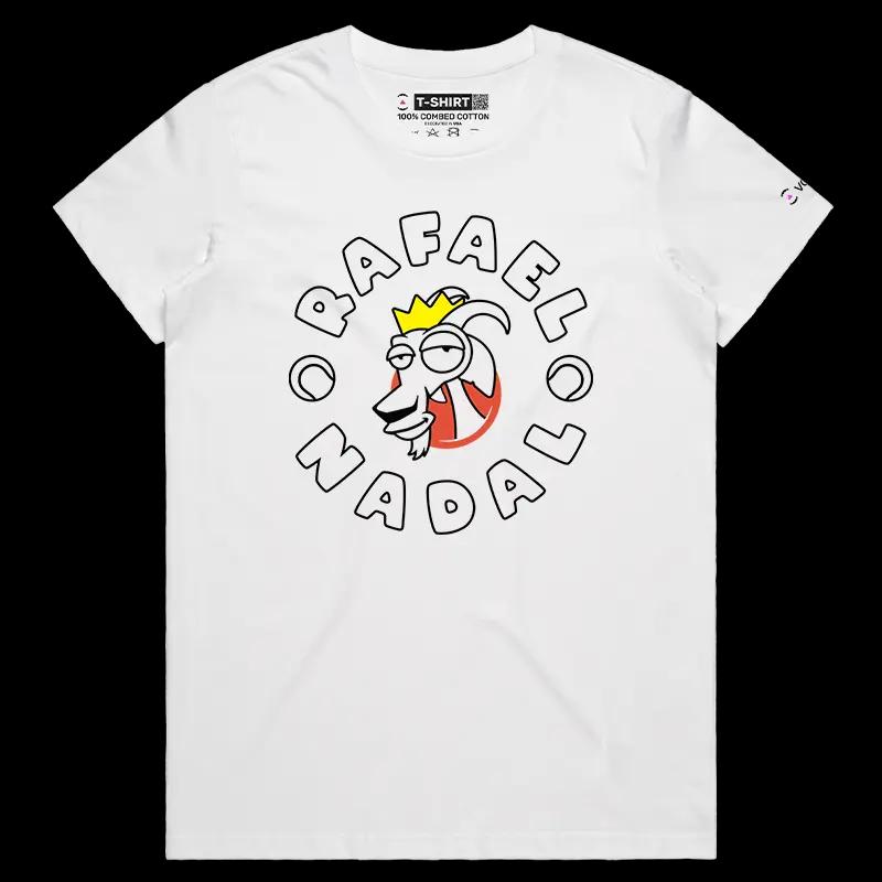 VOICEART White Female Regular Nadal The GOAT Series T-Shirt Premium Quality Graphic Spain’s Own Superstar Tee Tennis Fans