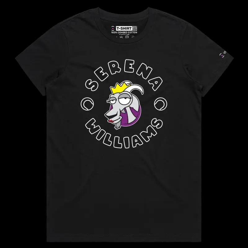 VOICEART Black Female Regular Serena The GOAT Series T-Shirt with Premium Graphic Americas Own Superstar Tee for Tennis Fans