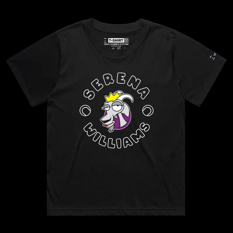 VOICEART Black Female Loose Serena The GOAT Series T-Shirt with Premium Graphic Americas Own Superstar Tee for Tennis Fans