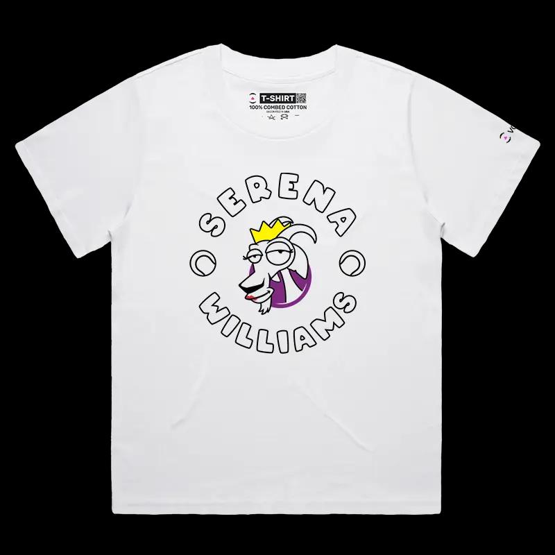 VOICEART White Female Loose Serena The GOAT Series T-Shirt with Premium Graphic Americas Own Superstar Tee for Tennis Fans