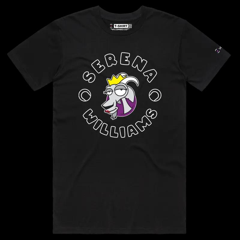 VOICEART Black Male Regular Serena The GOAT Series T-Shirt with Premium Graphic Americas Own Superstar Tee for Tennis Fans