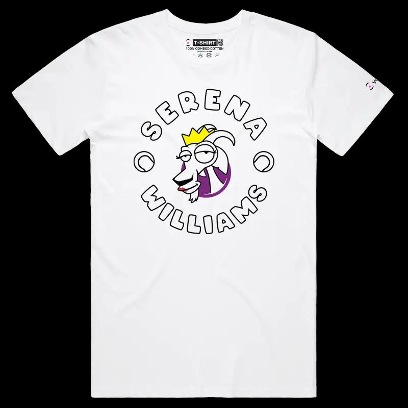 VOICEART White Male Regular Serena The GOAT Series T-Shirt with Premium Graphic Americas Own Superstar Tee for Tennis Fans