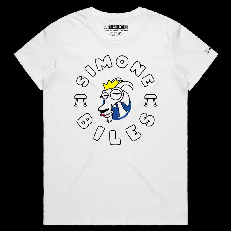 VOICEART White Female Regular Simone Biles The GOAT Series shirt Premium Quality Olympics Medalist Tee Gymnastics Fans