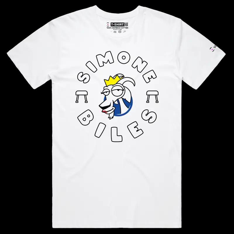 VOICEART White Male Regular Simone Biles The GOAT Series shirt Premium Quality Olympics Medalist Tee Gymnastics Fans