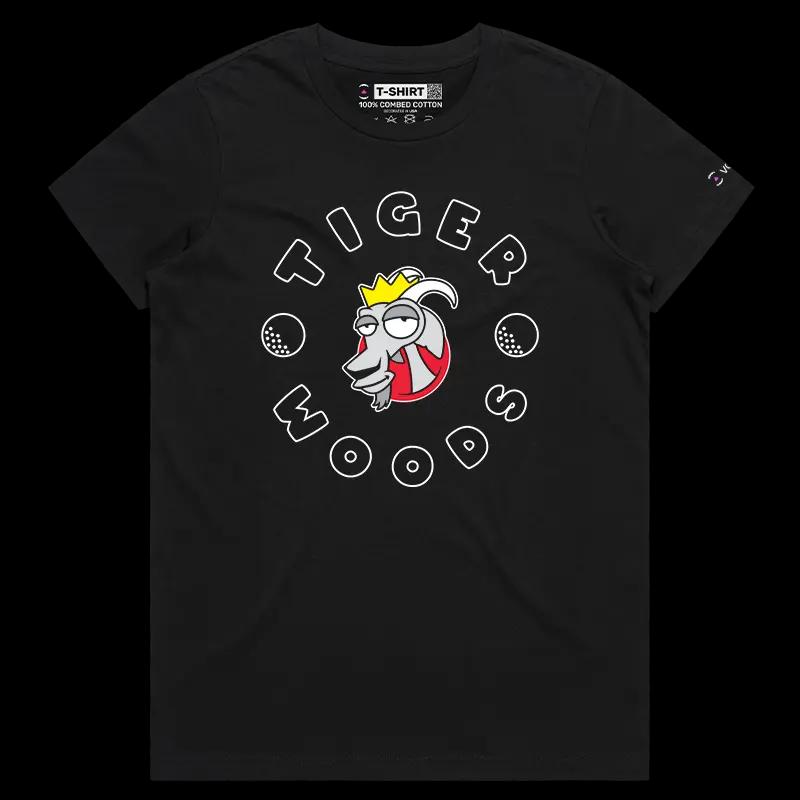 VOICEART Black Female Regular Tiger The GOAT Series shirt with Premium Graphic Golfing Superstar Superstar Tee for Golf Fans