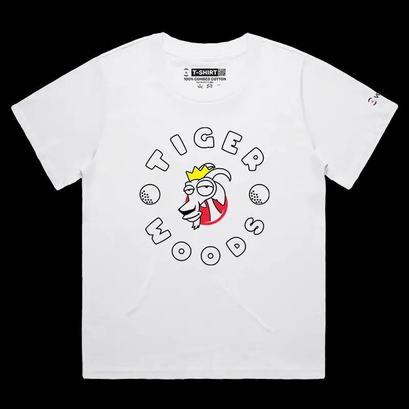 VOICEART White Female Loose Tiger The GOAT Series shirt with Premium Graphic Golfing Superstar Superstar Tee for Golf Fans