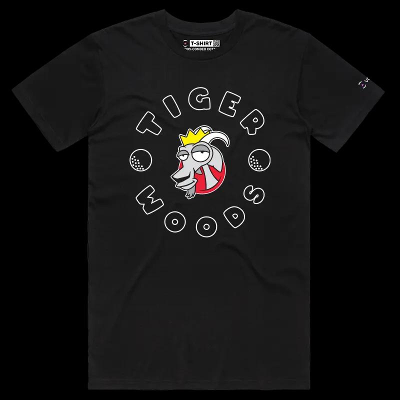 VOICEART Black Male Regular Tiger The GOAT Series shirt with Premium Graphic Golfing Superstar Superstar Tee for Golf Fans