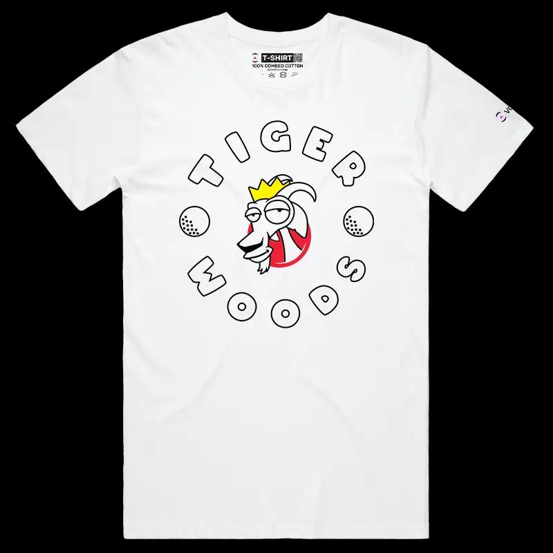VOICEART White Male Regular Tiger The GOAT Series shirt with Premium Graphic Golfing Superstar Superstar Tee for Golf Fans