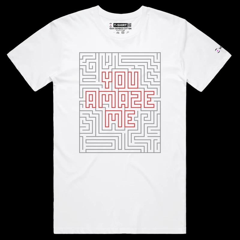 VOICEART White Male Regular Labyrint Twist and Turns Funny T-shirt Premium Quality Graphic and Design Lost in the Maze Tee