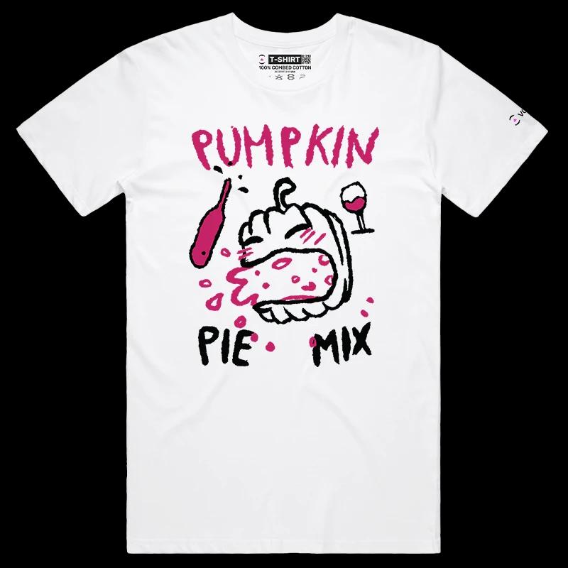 VOICEART White Male Regular Pumpkin Pie Mix Funny T-Shirt for Adults with Premium Graphic Happy Halloween Tee Play on Words