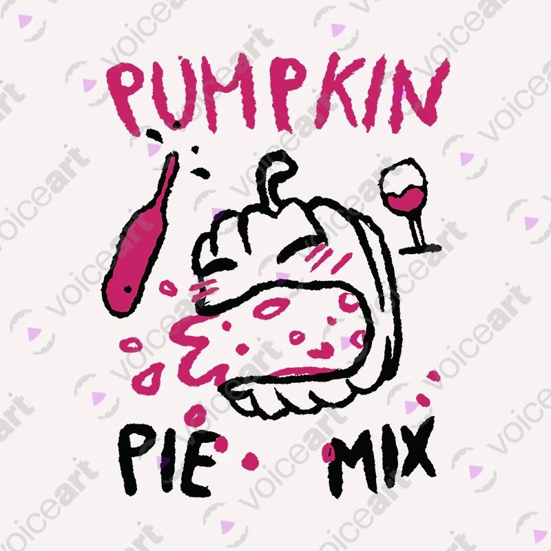VOICEART White Watermark Pumpkin Pie Mix Funny T-Shirt for Adults with Premium Graphic Happy Halloween Tee Play on Words