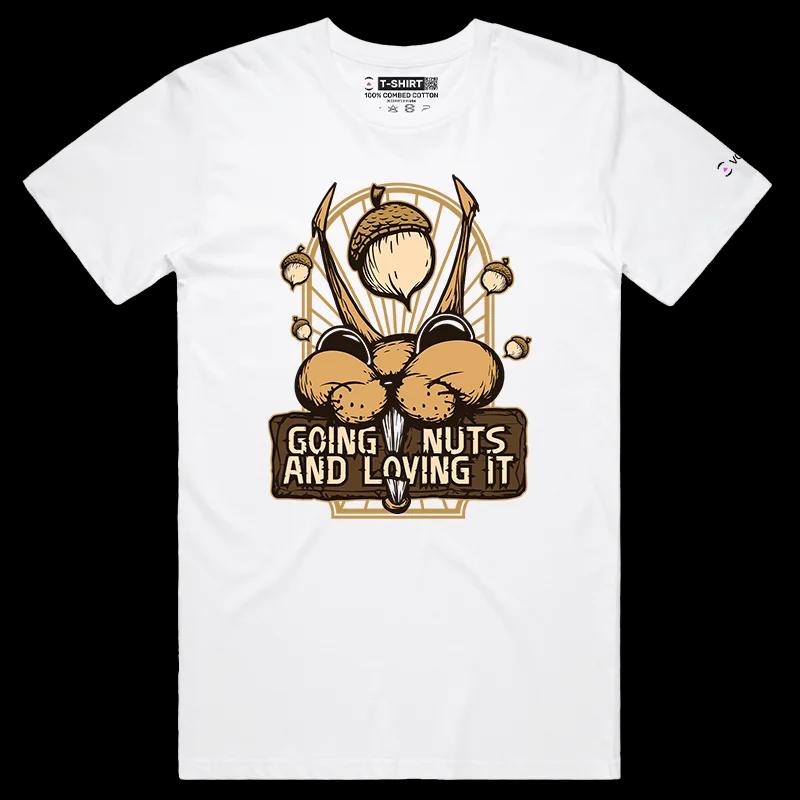 VOICEART White Male Regular Squirrel Going Nuts Funny Animals T-Shirt with Premium Quality Graphic Bush Going Crazy Tee
