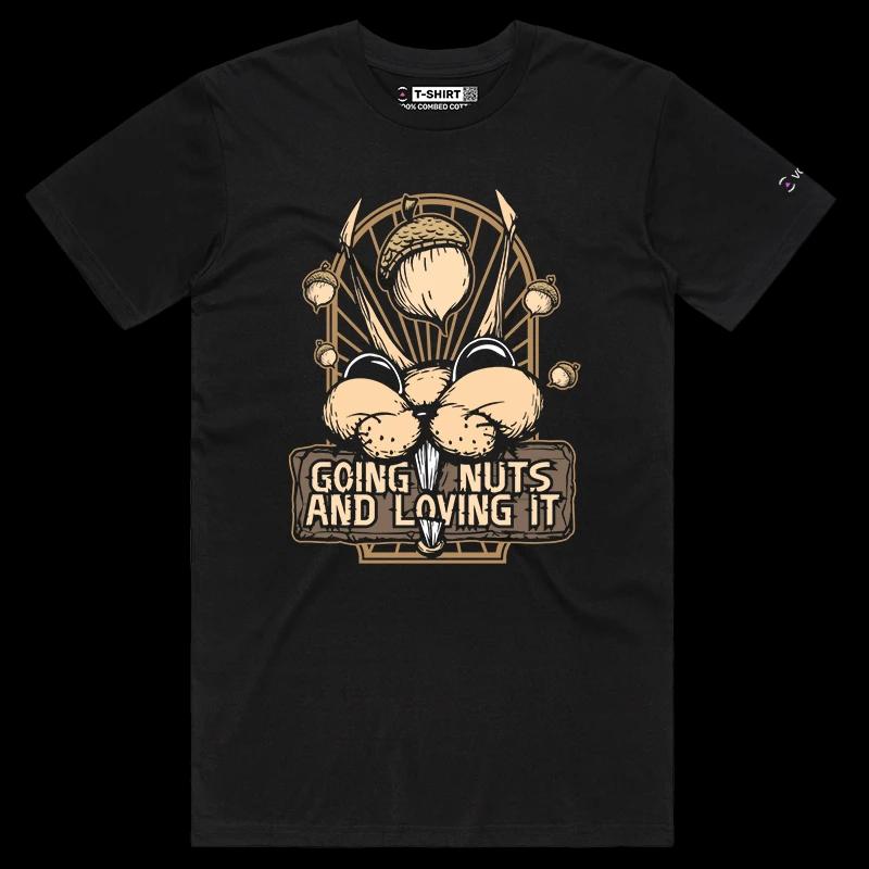 VOICEART Black Male Regular Squirrel Going Nuts Funny Animals T-Shirt with Premium Quality Graphic Bush Going Crazy Tee